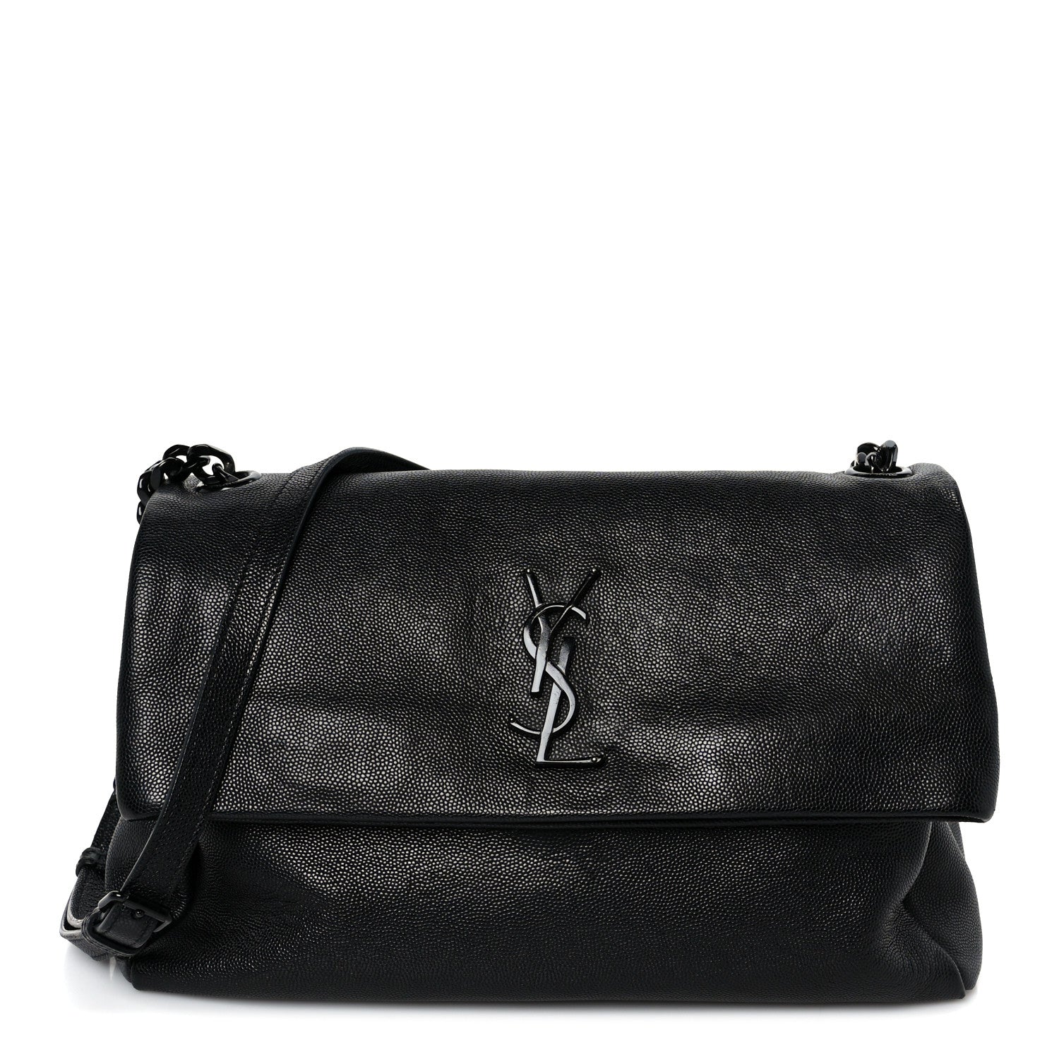 Grain De Poudre Medium West Hollywood Monogram Fold-Over Black