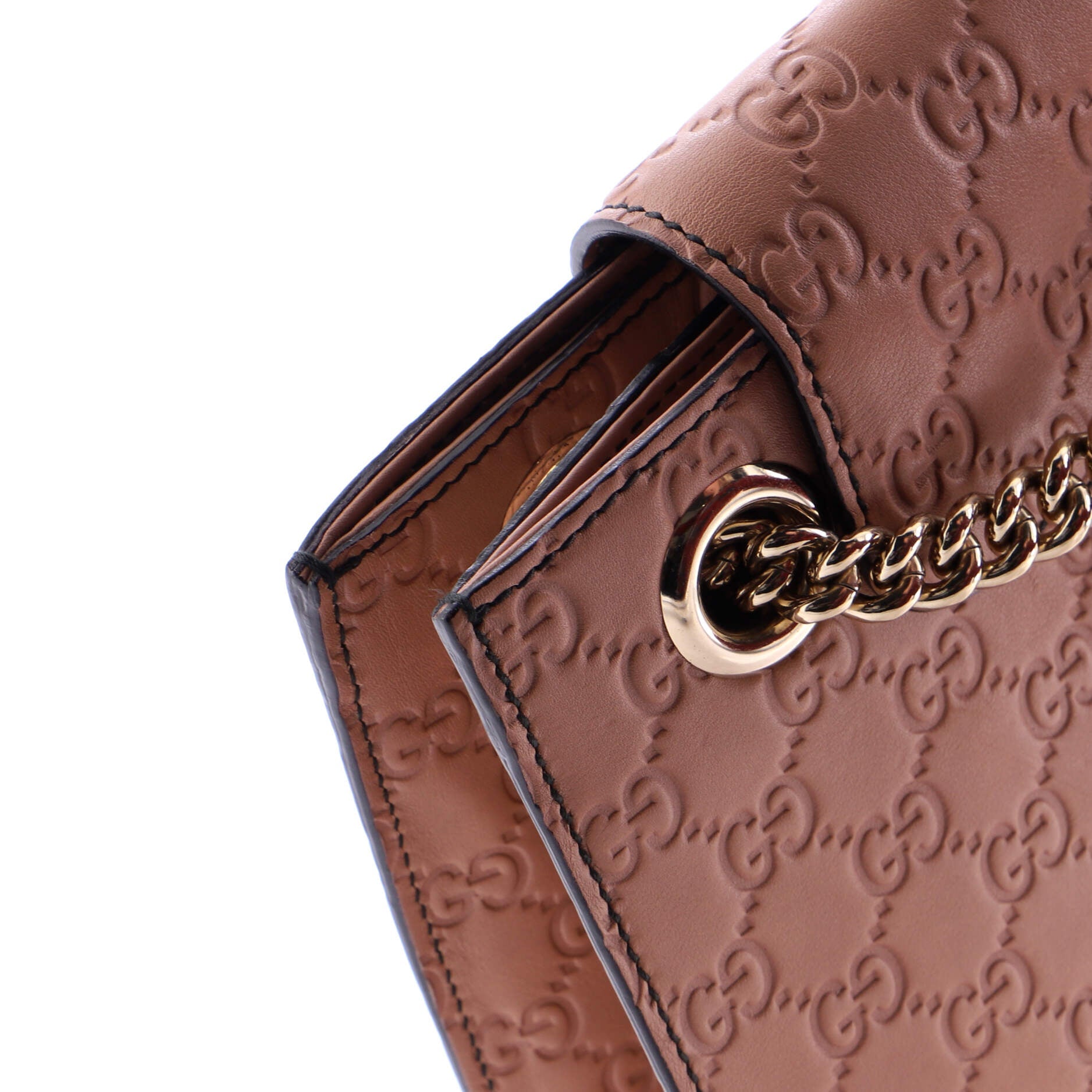 Emily Chain Flap Shoulder Bag Guccissima Leather Large