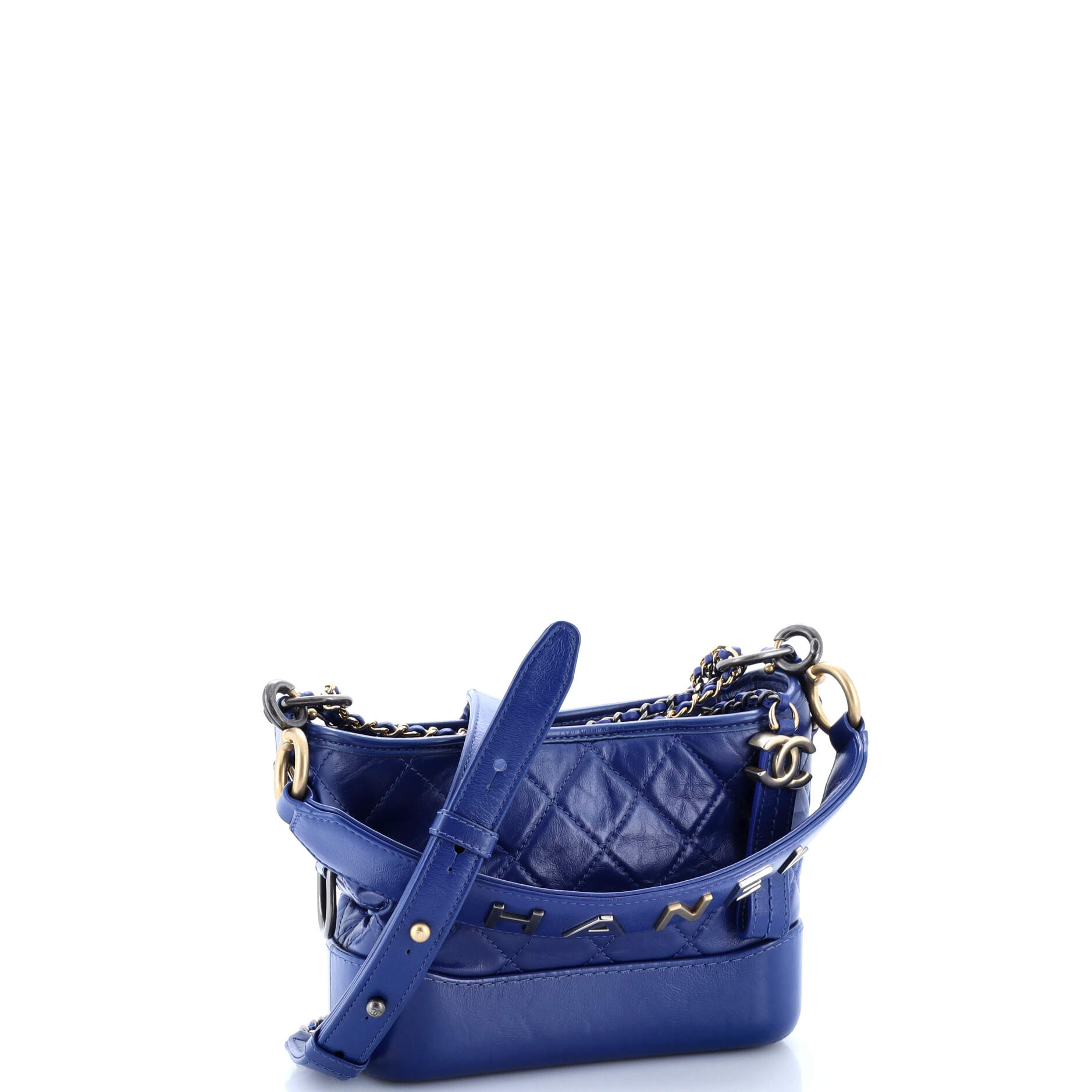 Gabrielle Hobo with Logo Handle Quilted Aged Calfskin Small