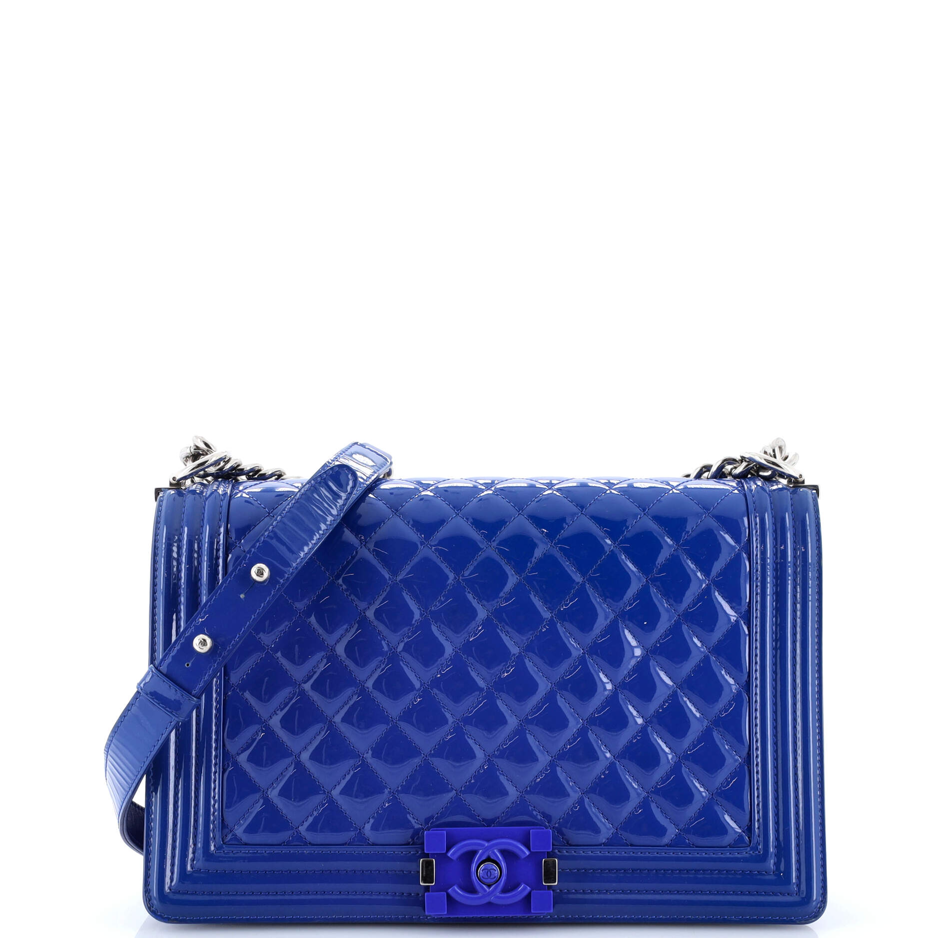 Boy Flap Bag Quilted Plexiglass Patent New Medium