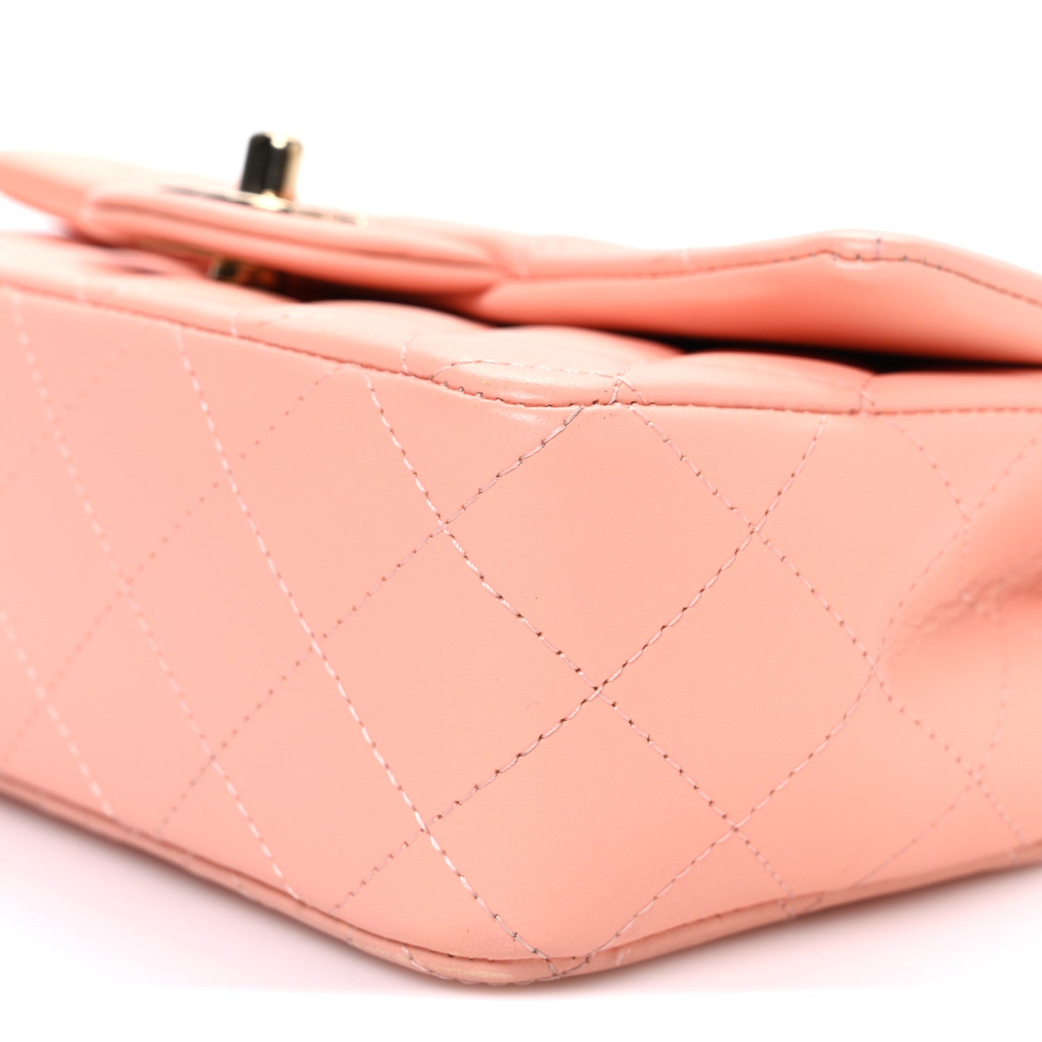 Lambskin Quilted Mini Rectangular Flap Light Pink