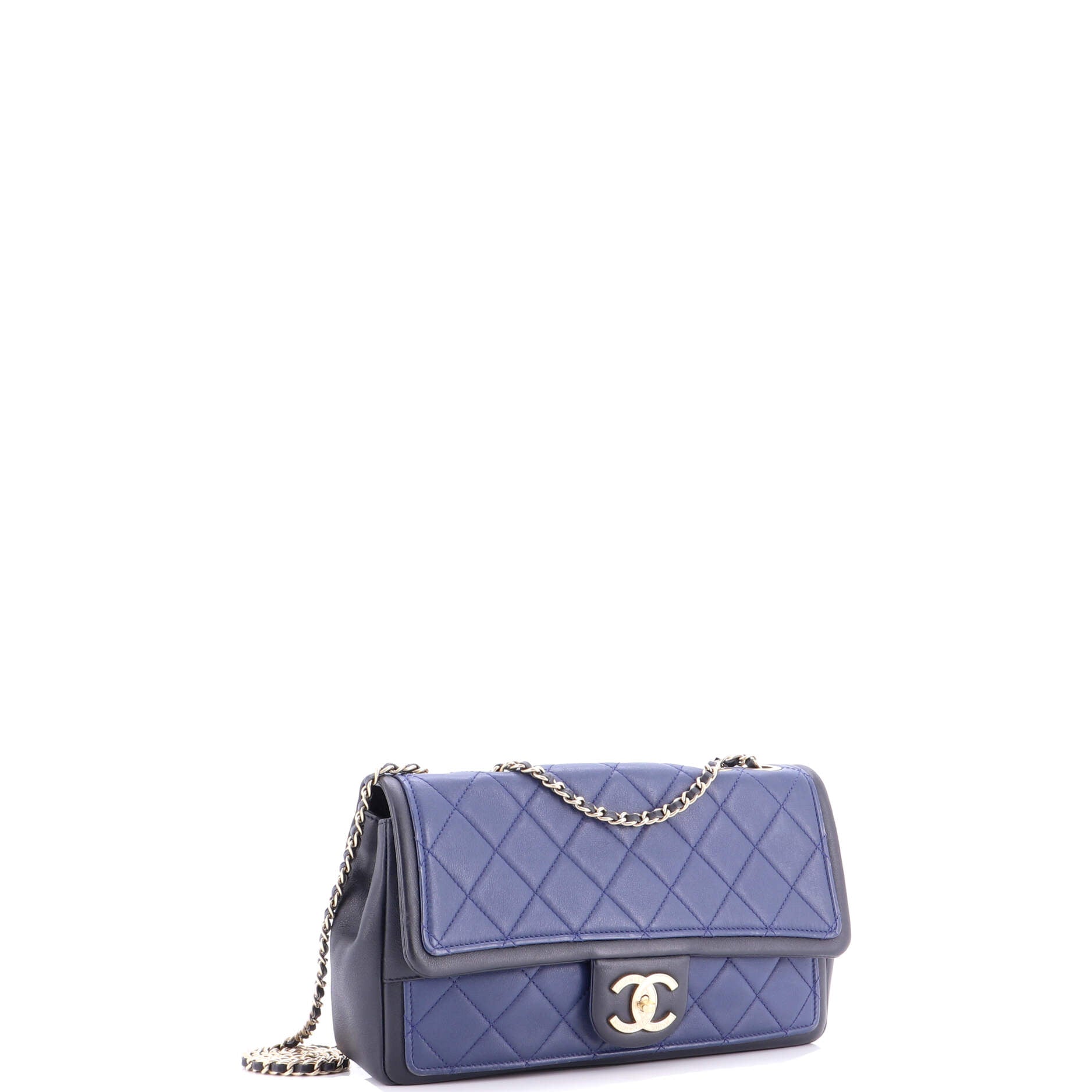 Bicolor Two Tone CC Chain Flap Bag Quilted Lambskin Small