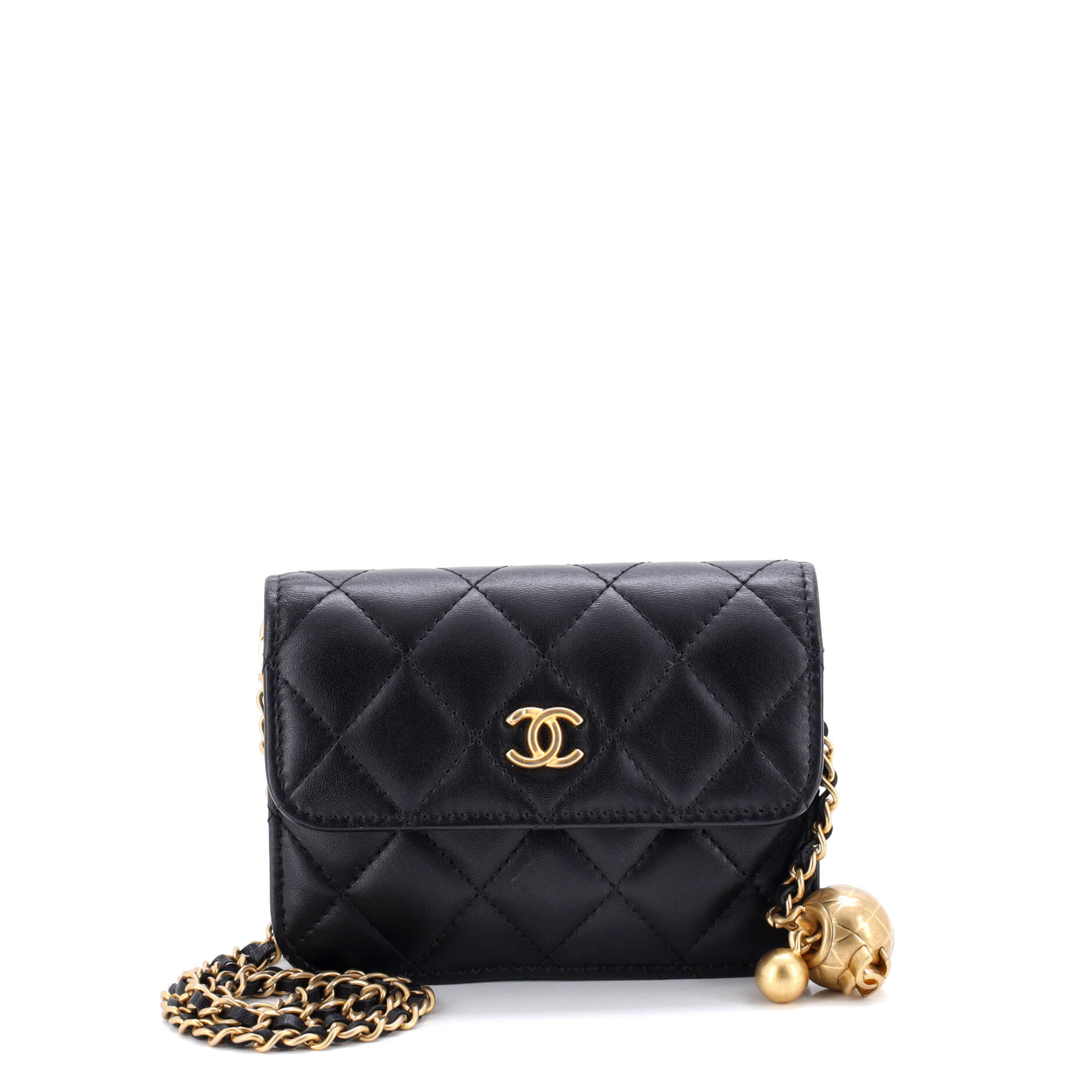 Pearl Crush Flap Clutch with Chain Quilted Lambskin Mini