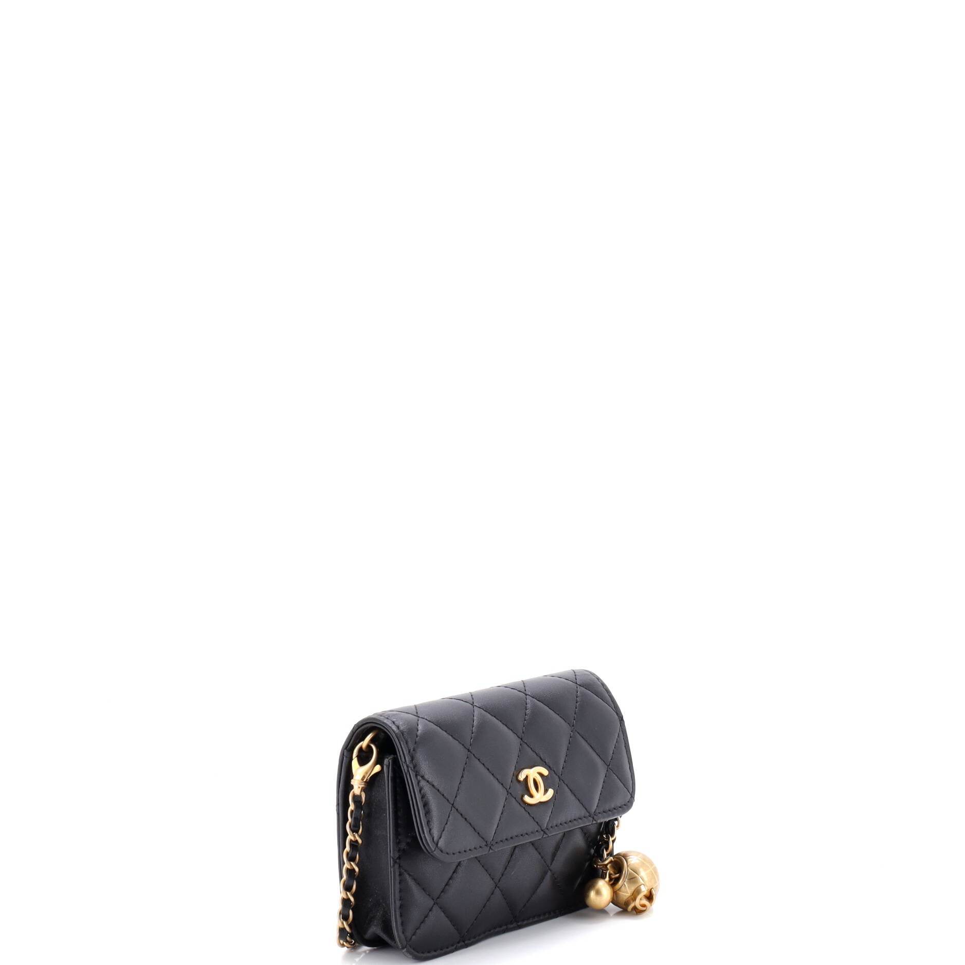 Pearl Crush Flap Clutch with Chain Quilted Lambskin Mini