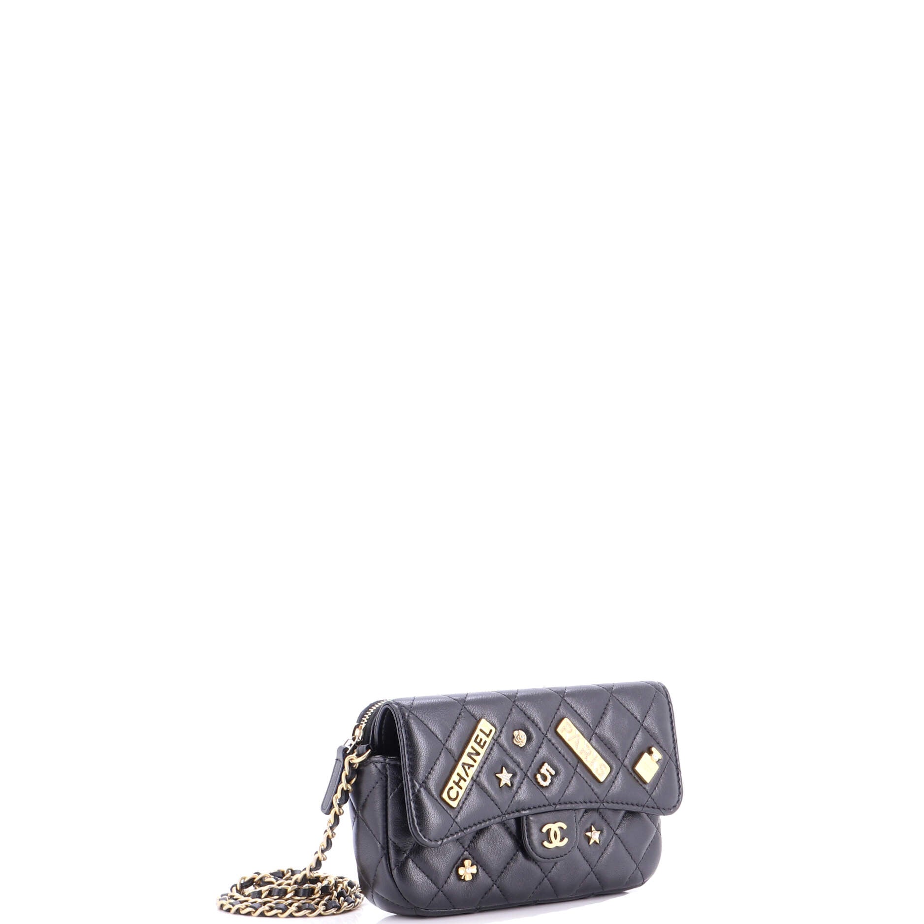 Lucky Charms Classic Flap Phone Holder with Chain Quilted Lambskin