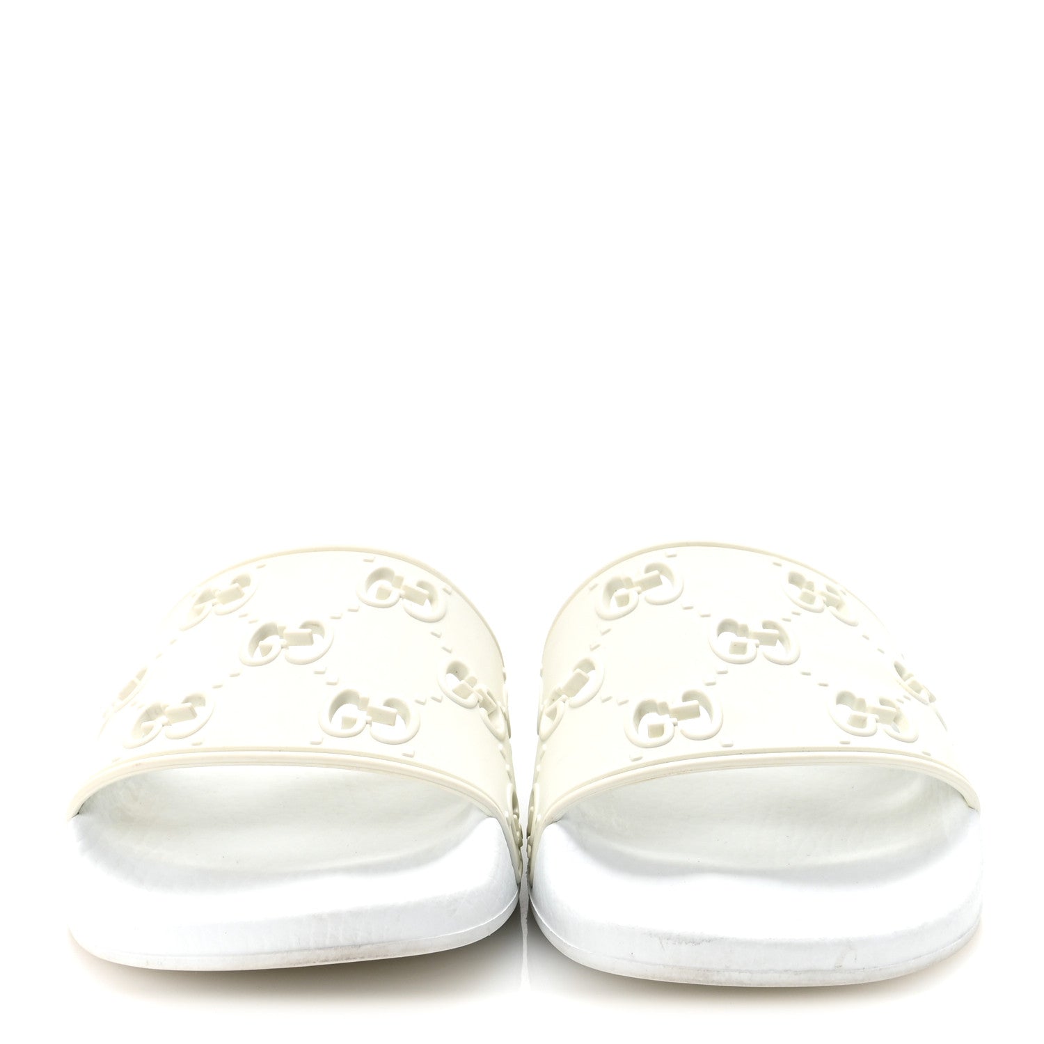 Rubber GG Monogram Perforated Womens Slide Sandals 38 Great White