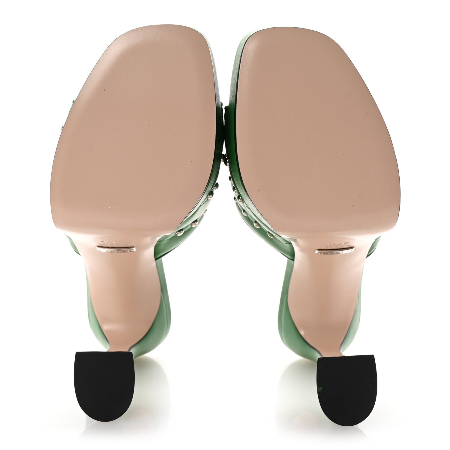 Calfskin Embellished Claire Mules 37.5 Spring Green