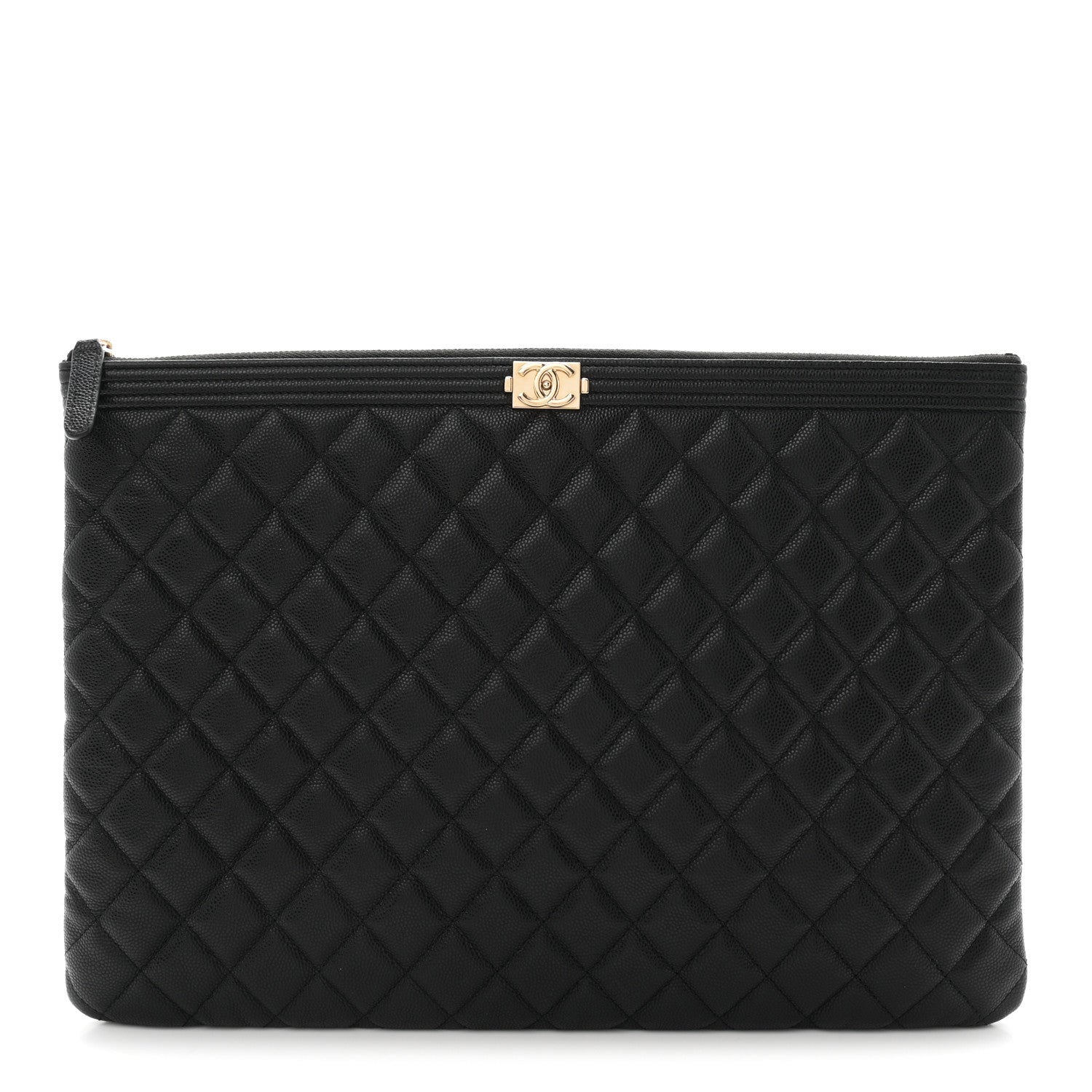 Caviar Quilted Large Boy Cosmetic Case Black