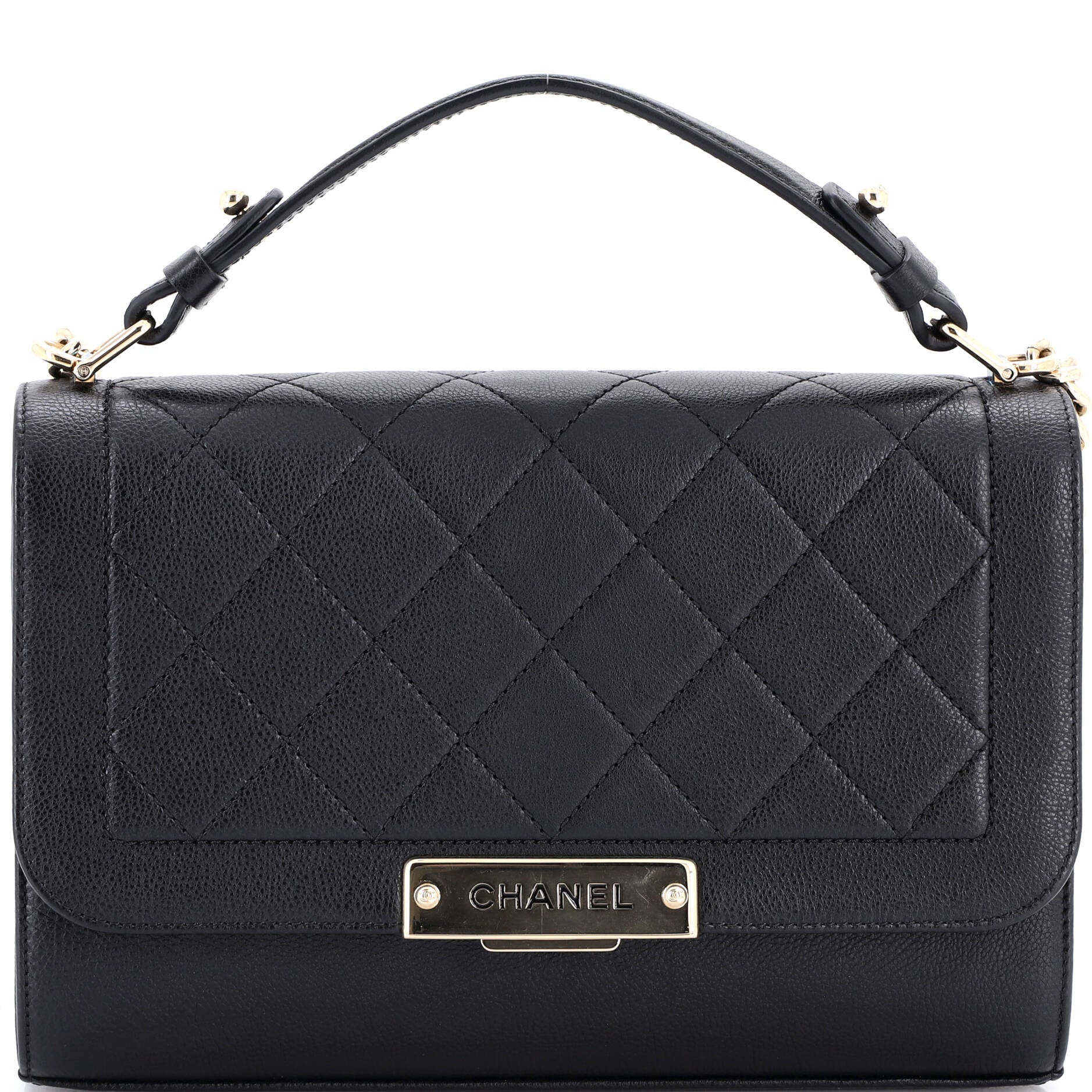 Label Click Flap Bag Quilted Calfskin Medium