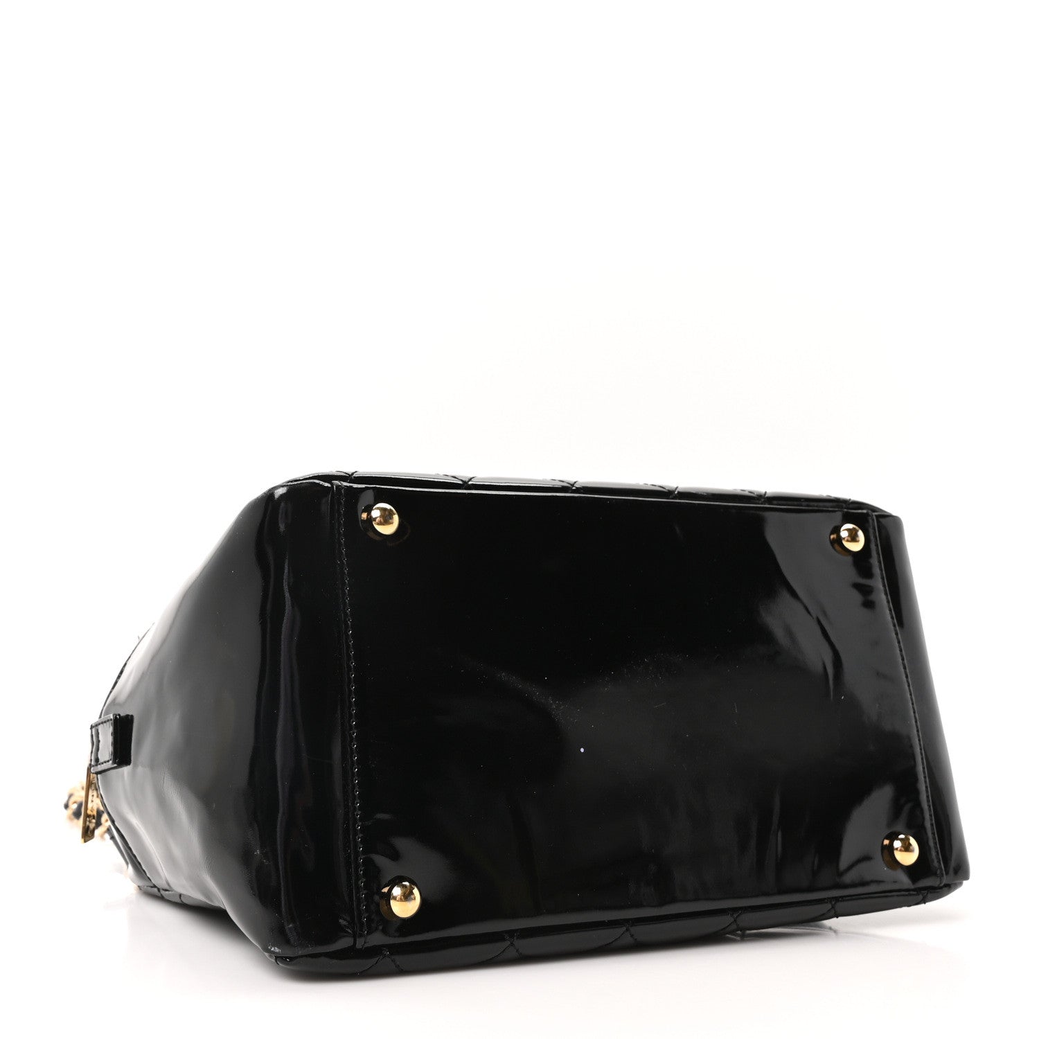 Patent Quilted Petit Timeless Tote PTT Black