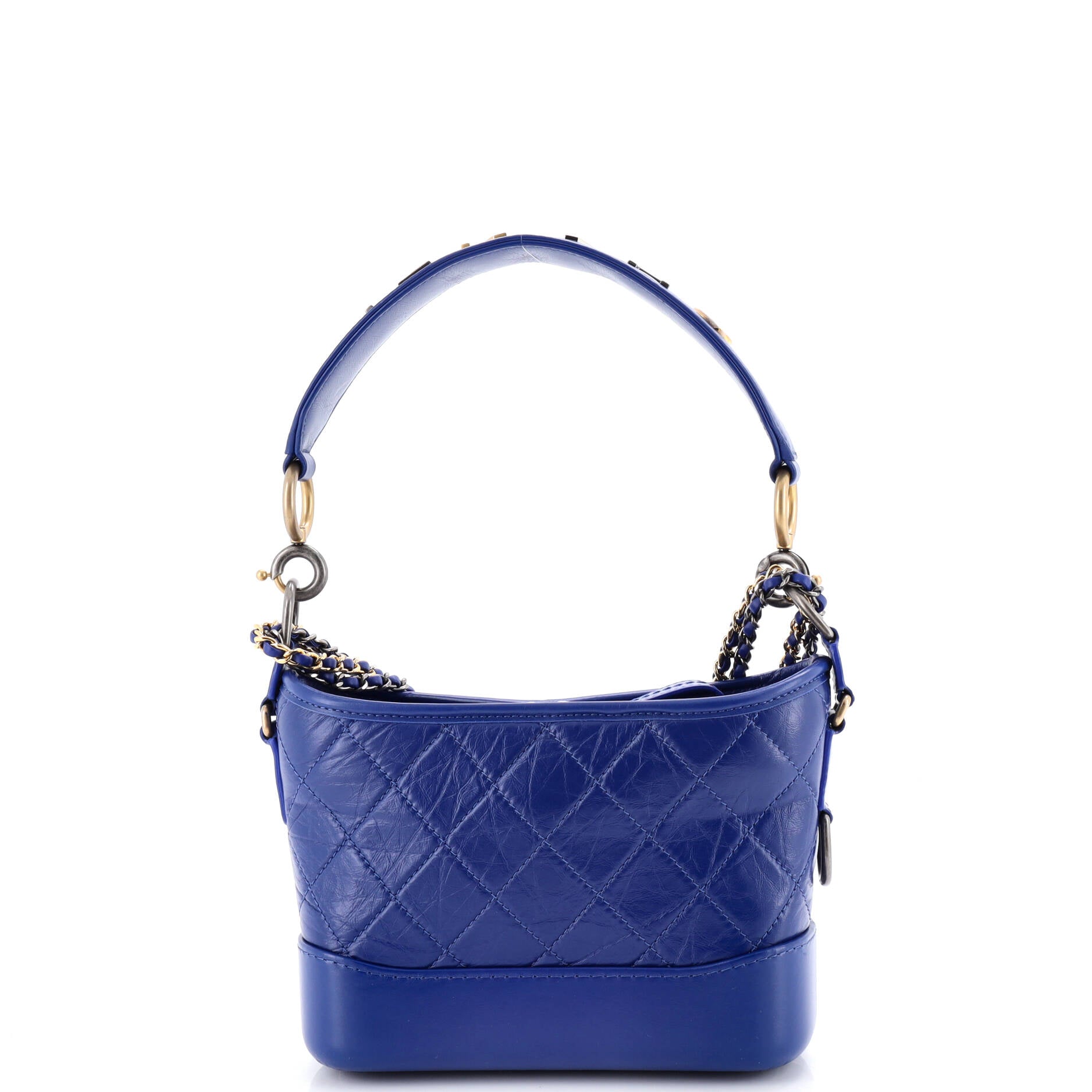 Gabrielle Hobo with Logo Handle Quilted Aged Calfskin Small