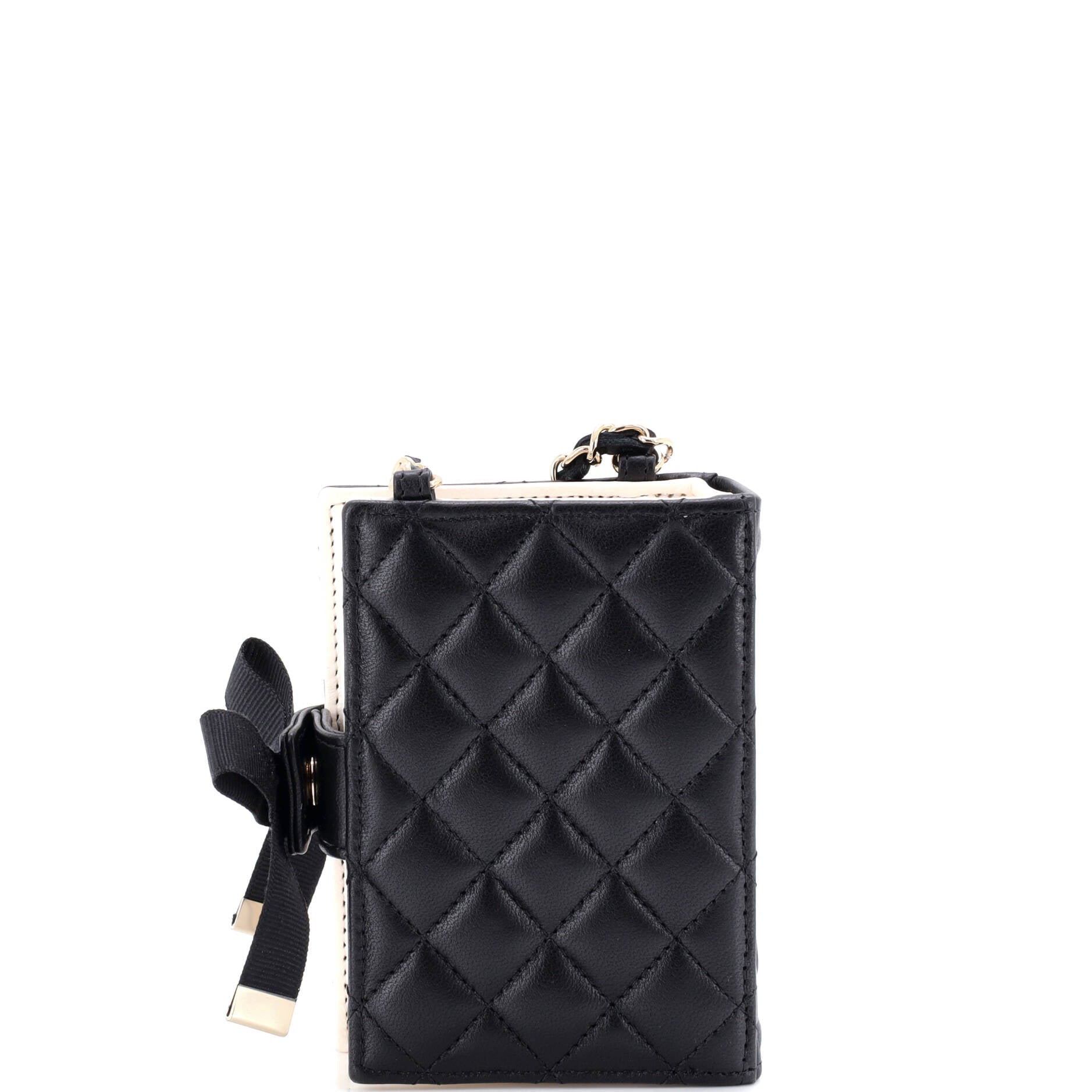 CC Book Card Holder with Chain Quilted Lambskin