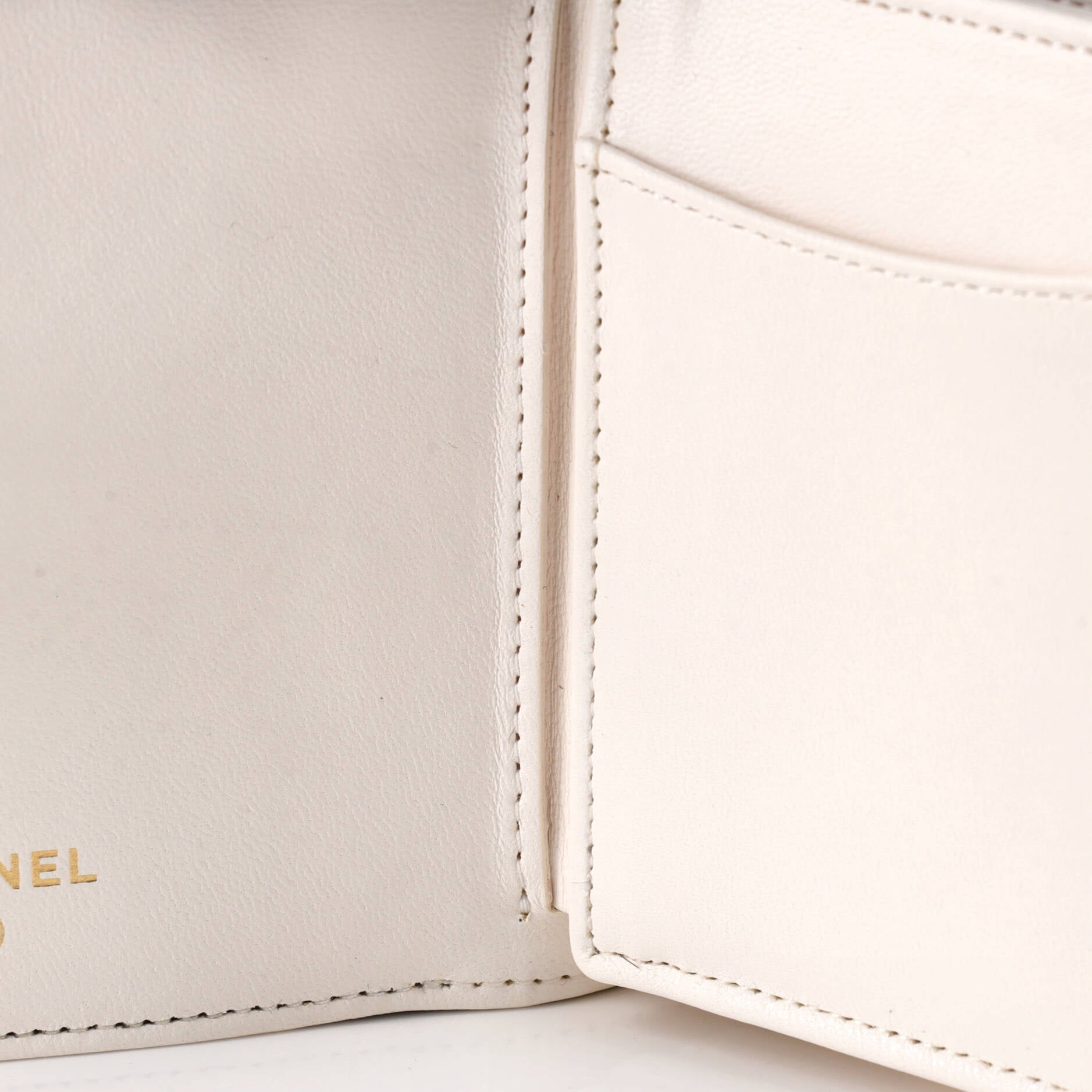 CC Book Card Holder with Chain Quilted Lambskin