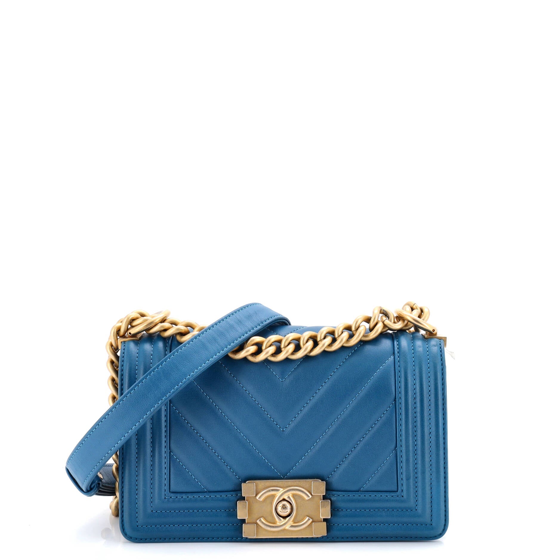 Boy Flap Bag Chevron Calfskin Small