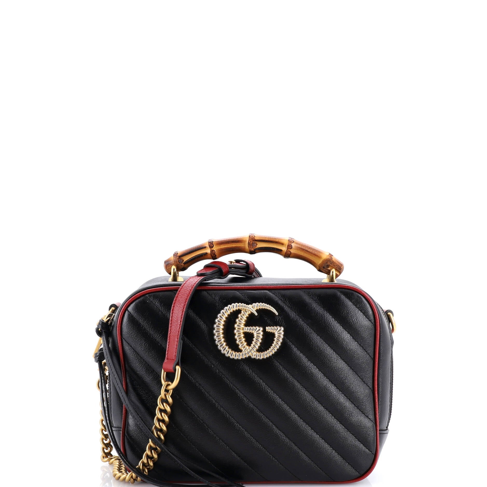 Marmont Torchon Bamboo Camera Bag Diagonal Quilted Leather Small