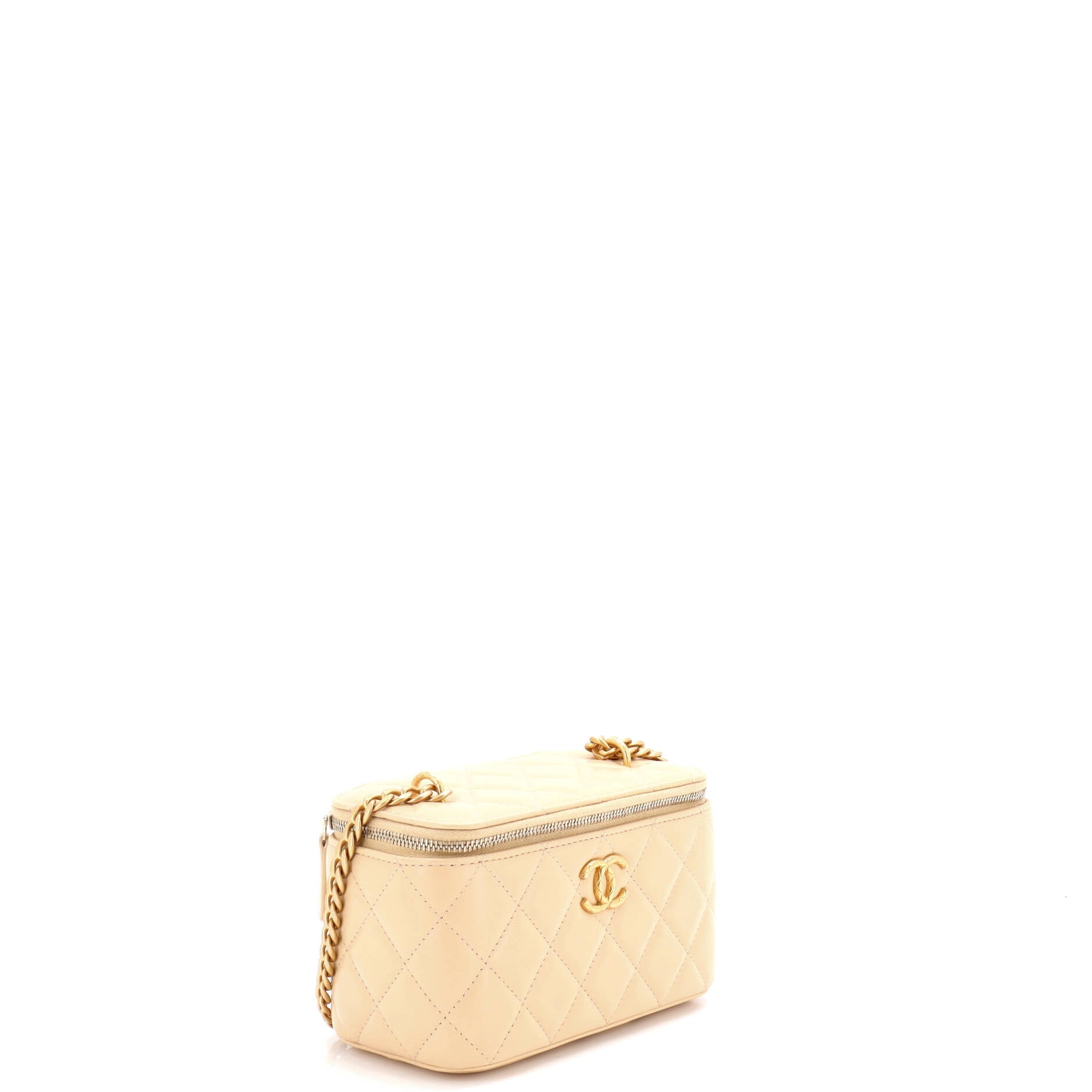 All Slide Long Vanity Case with Chain Quilted Lambskin Small
