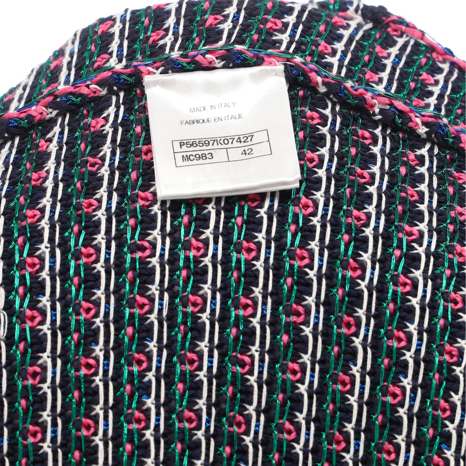 Women's Knitted Striped Metallic Open V-Neck Cardigan Cotton and Viscose Blend