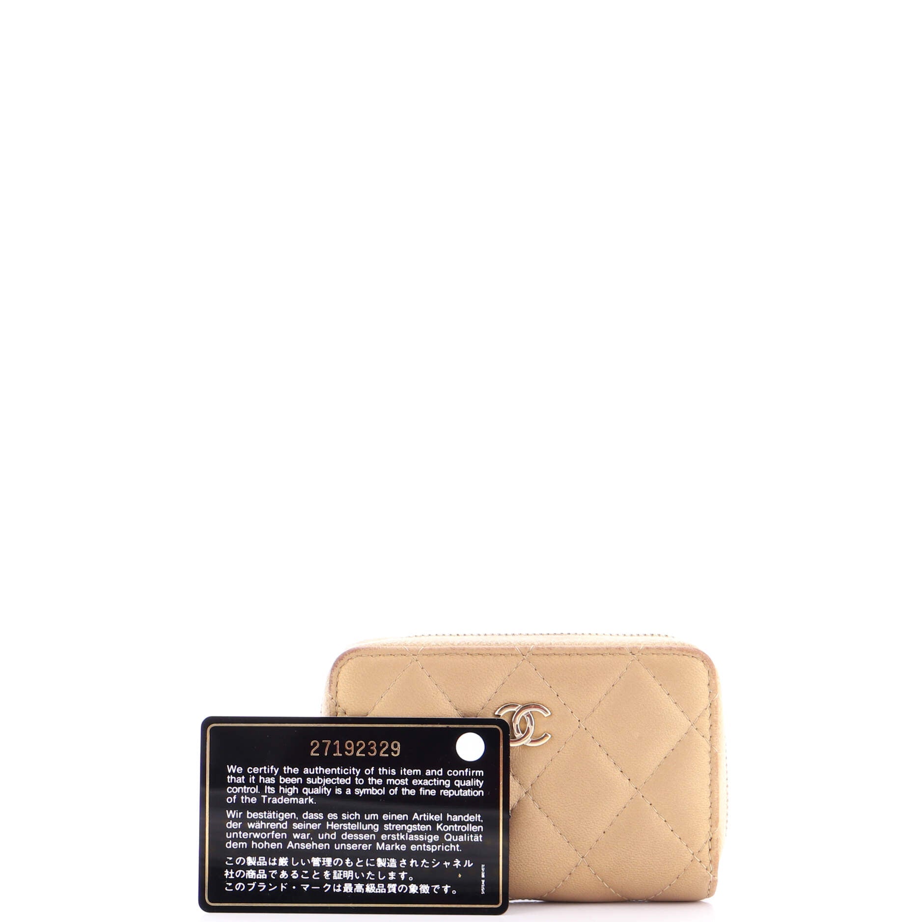CC Zip Card Holder Quilted Lambskin