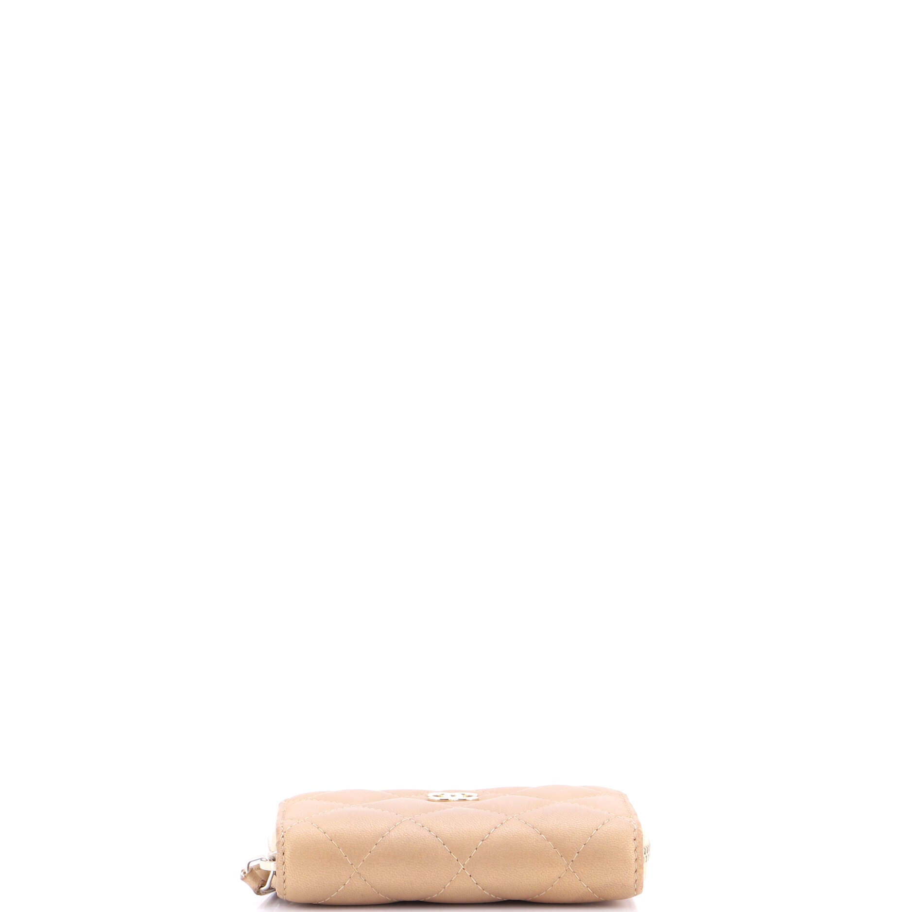 CC Zip Card Holder Quilted Lambskin