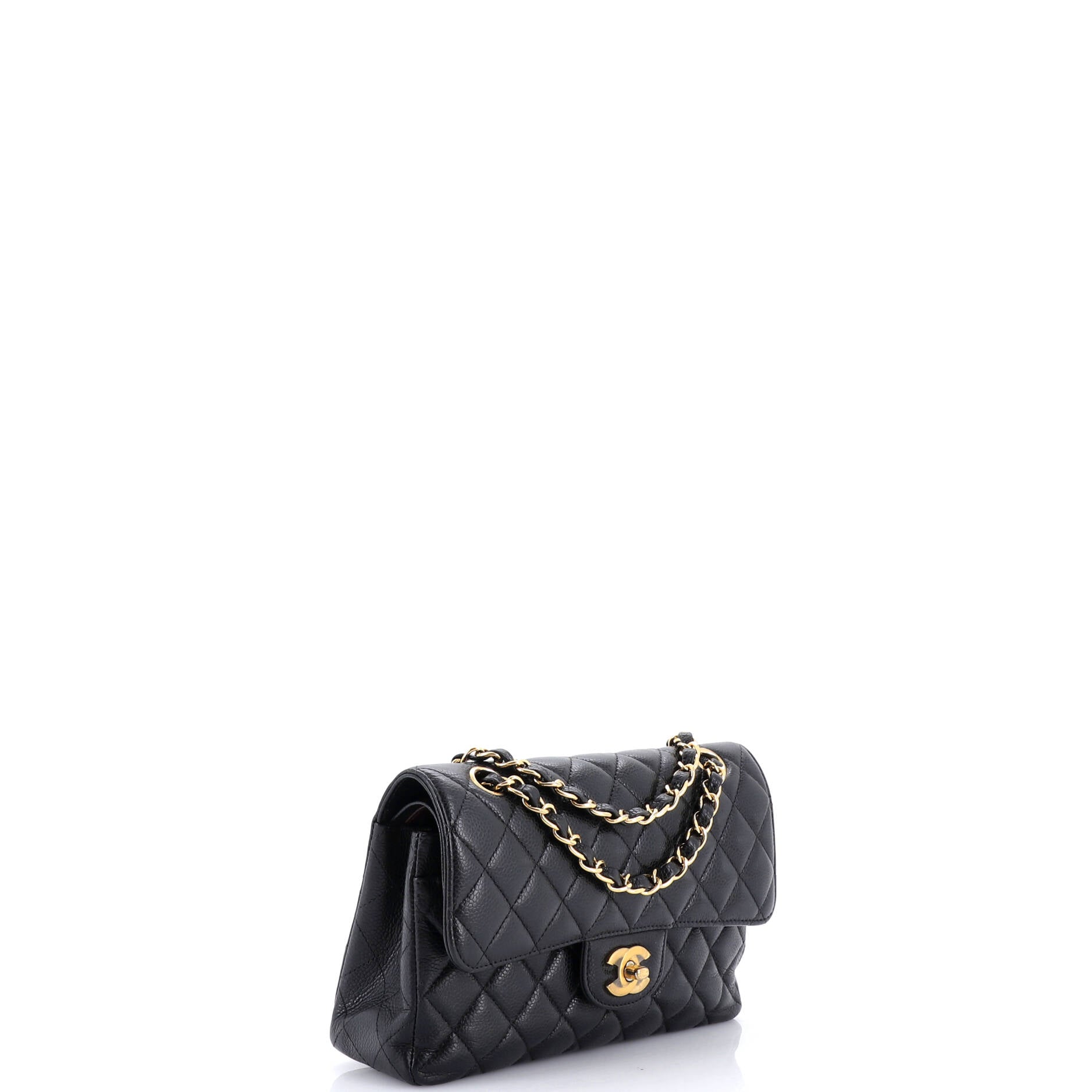 Classic Double Flap Bag Quilted Caviar Small