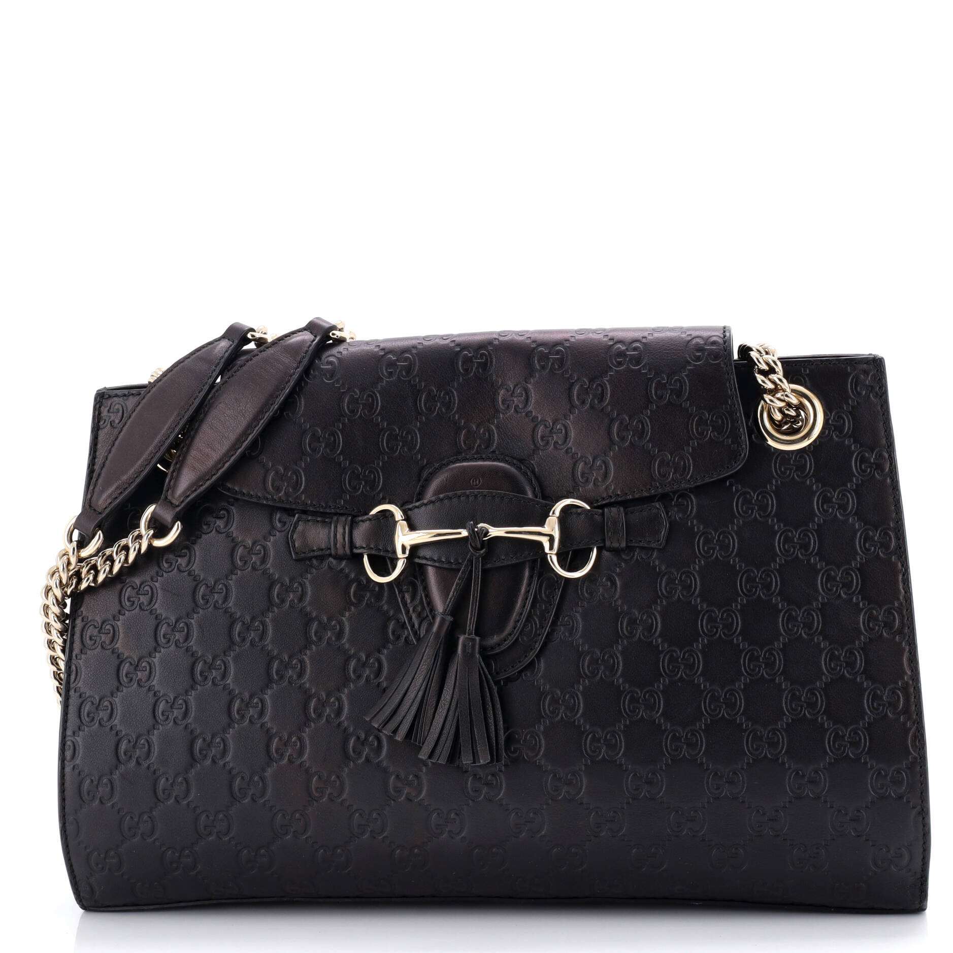 Emily Chain Flap Shoulder Bag Guccissima Leather Large