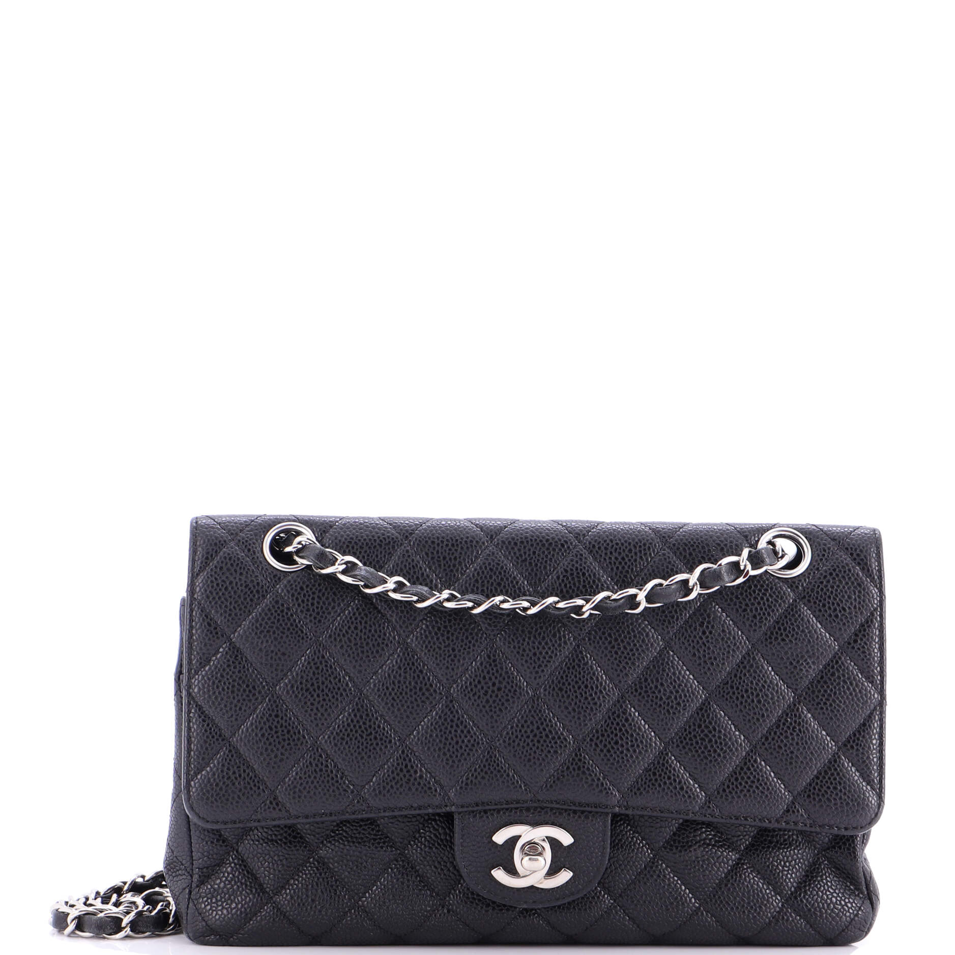 Vintage Classic Double Flap Bag Quilted Caviar Medium