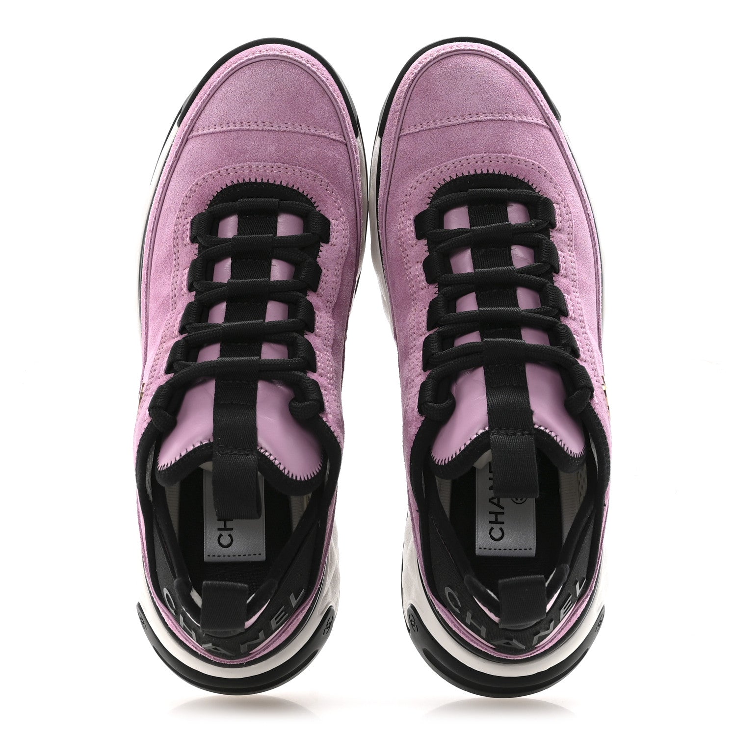 Suede Calfskin Nylon Grosgrain CC Sneakers 36.5 Dark Pink