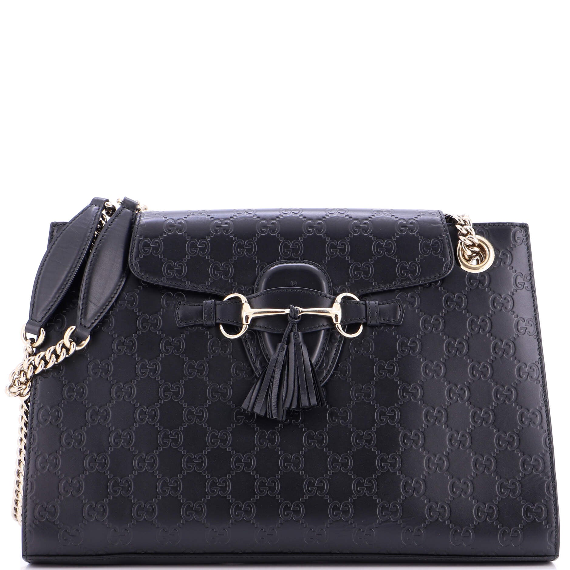 Emily Chain Flap Shoulder Bag Guccissima Leather Large