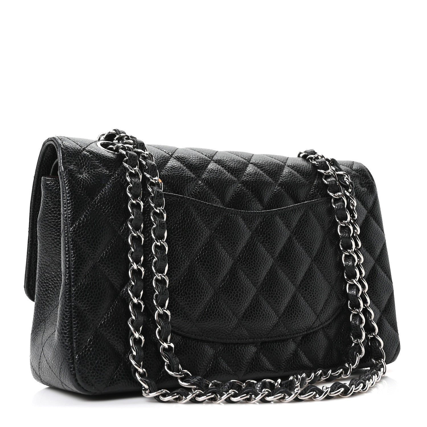 Caviar Quilted Medium Double Flap Black
