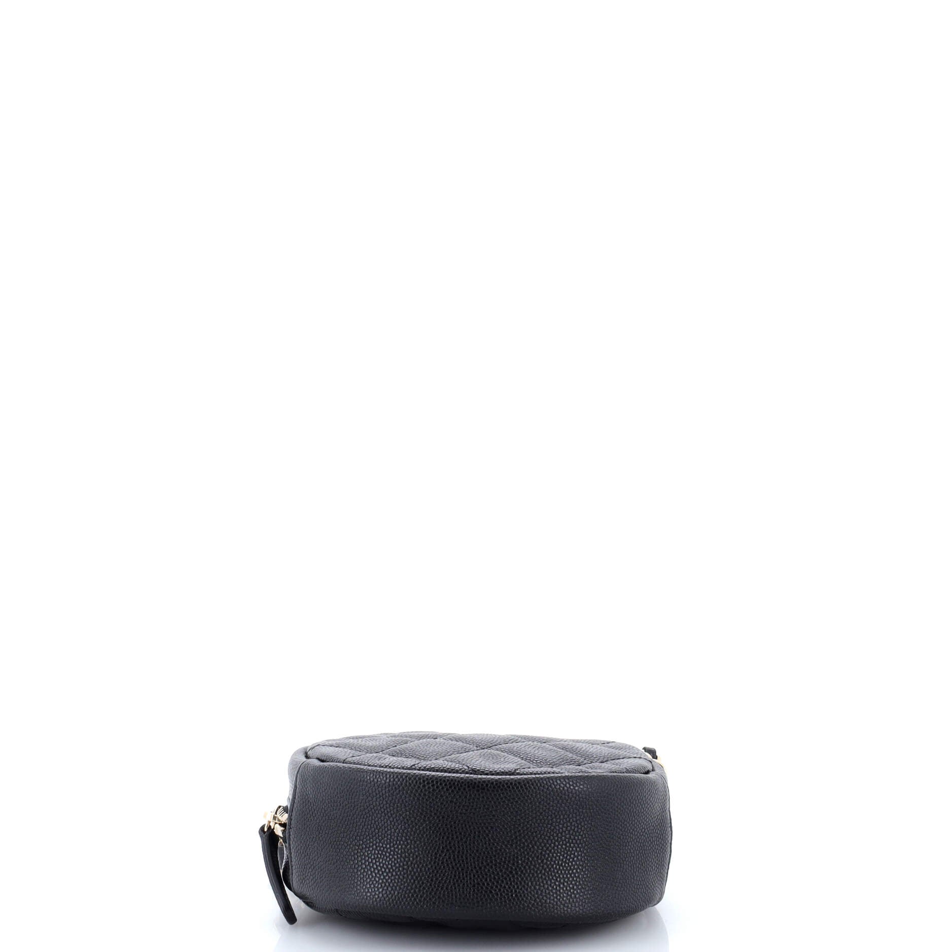 Round Clutch with Chain Quilted Caviar Mini