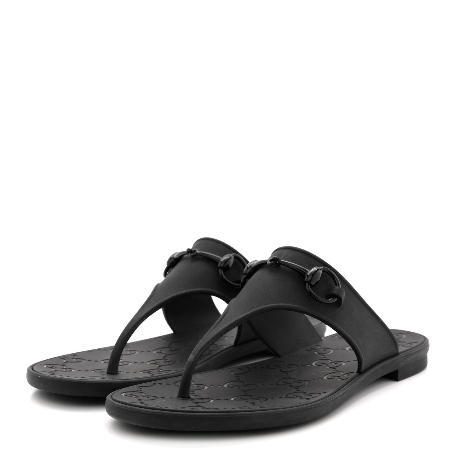Rubber Womens Horsebit Thong Sandals 38 Black