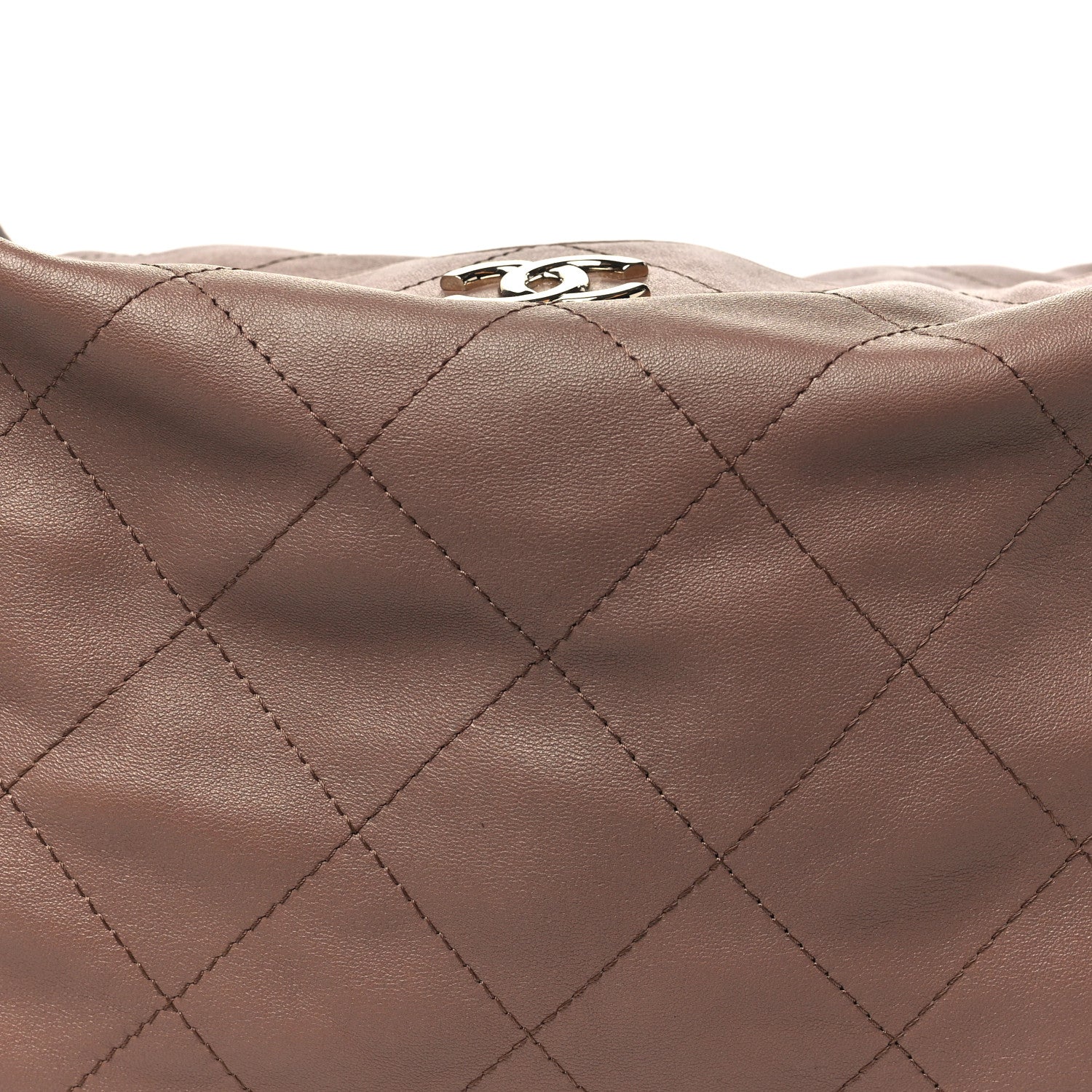 Shiny Lambskin Quilted Maxi Hobo Brown