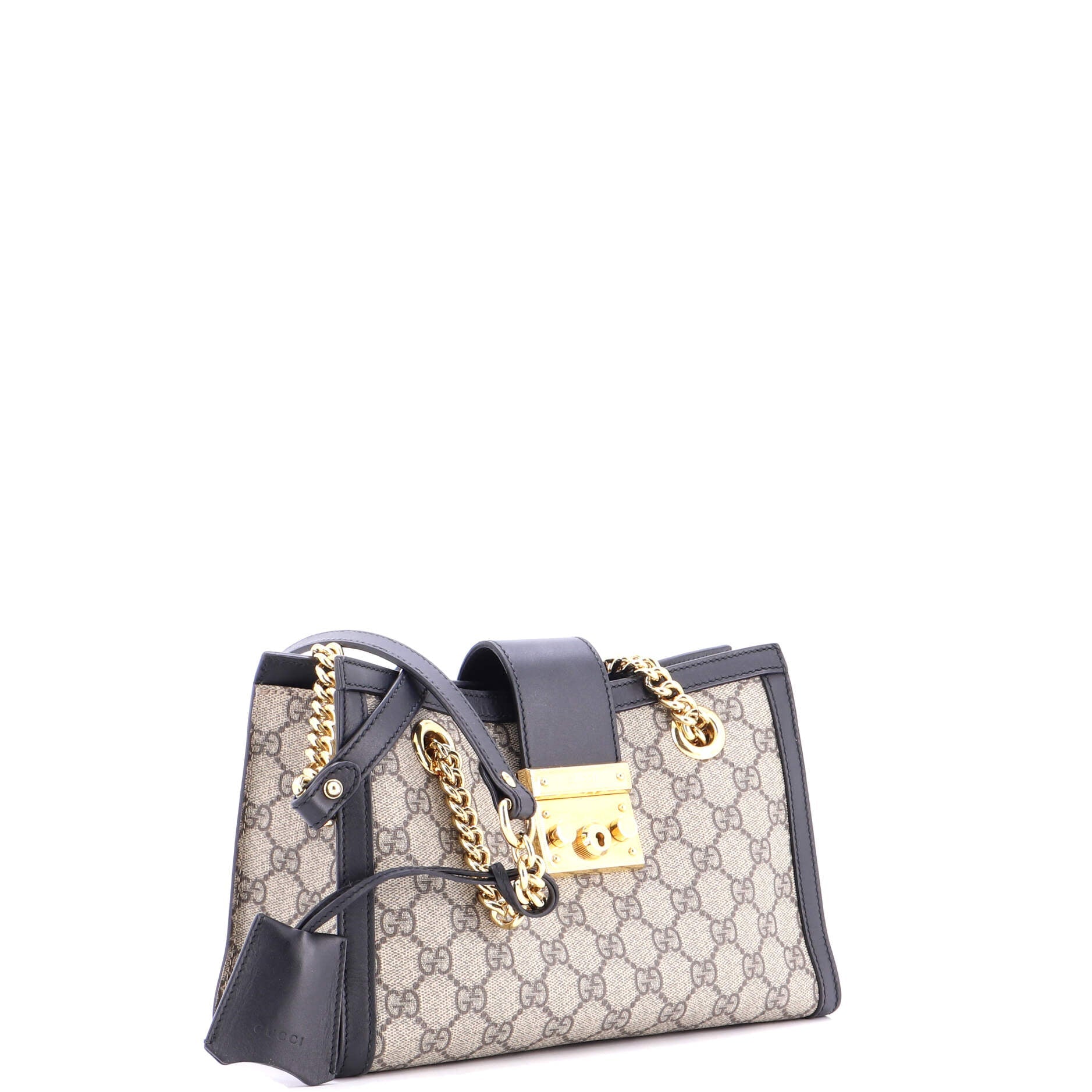 Padlock Chain Tote GG Coated Canvas with Leather Small
