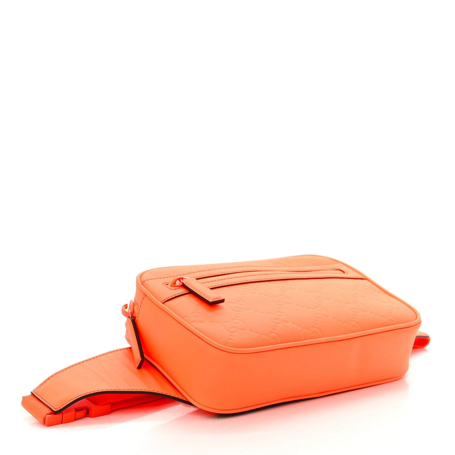 Rubber Effect Monogram GG Belt Bag New Orange Fluo