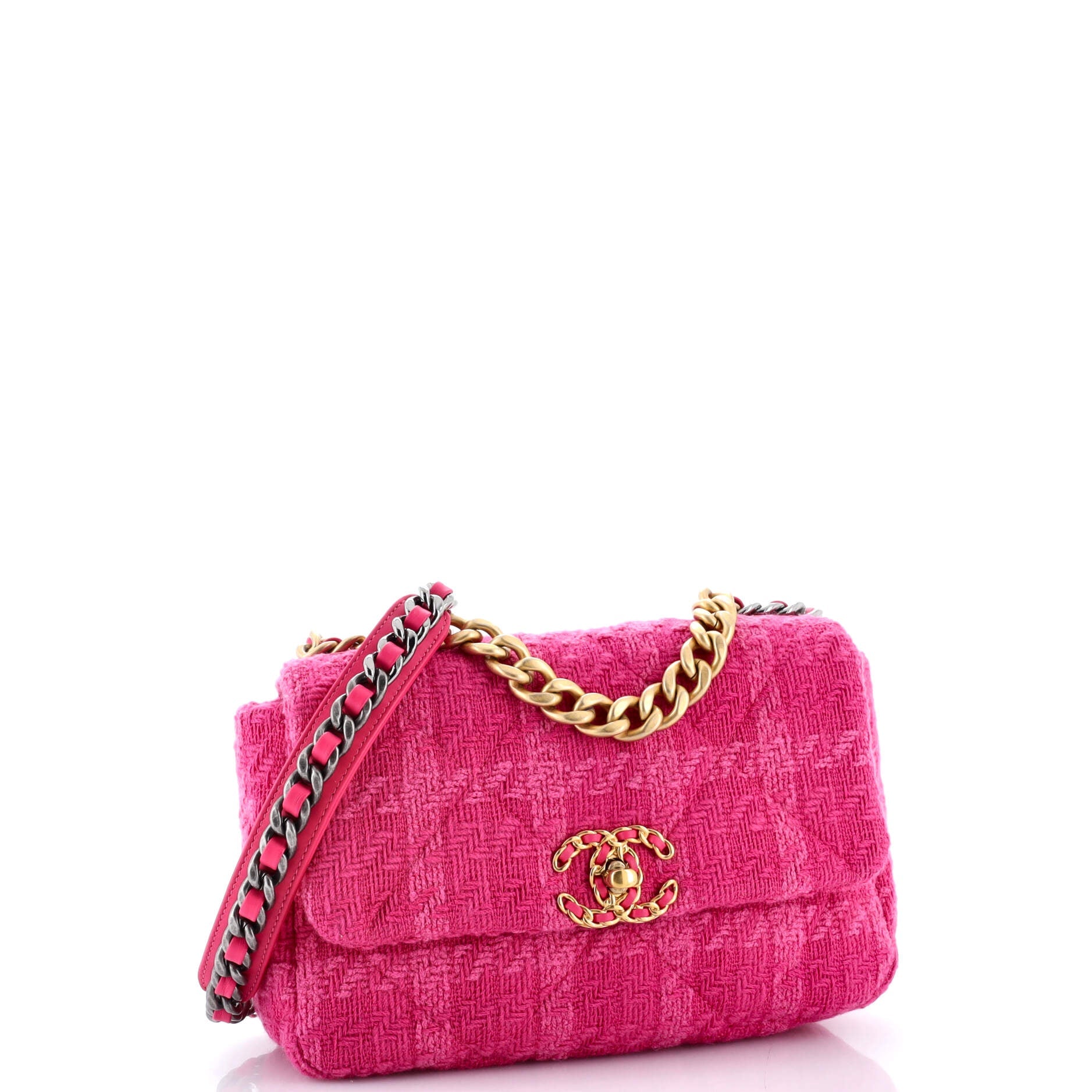 19 Flap Bag Quilted Tweed Medium