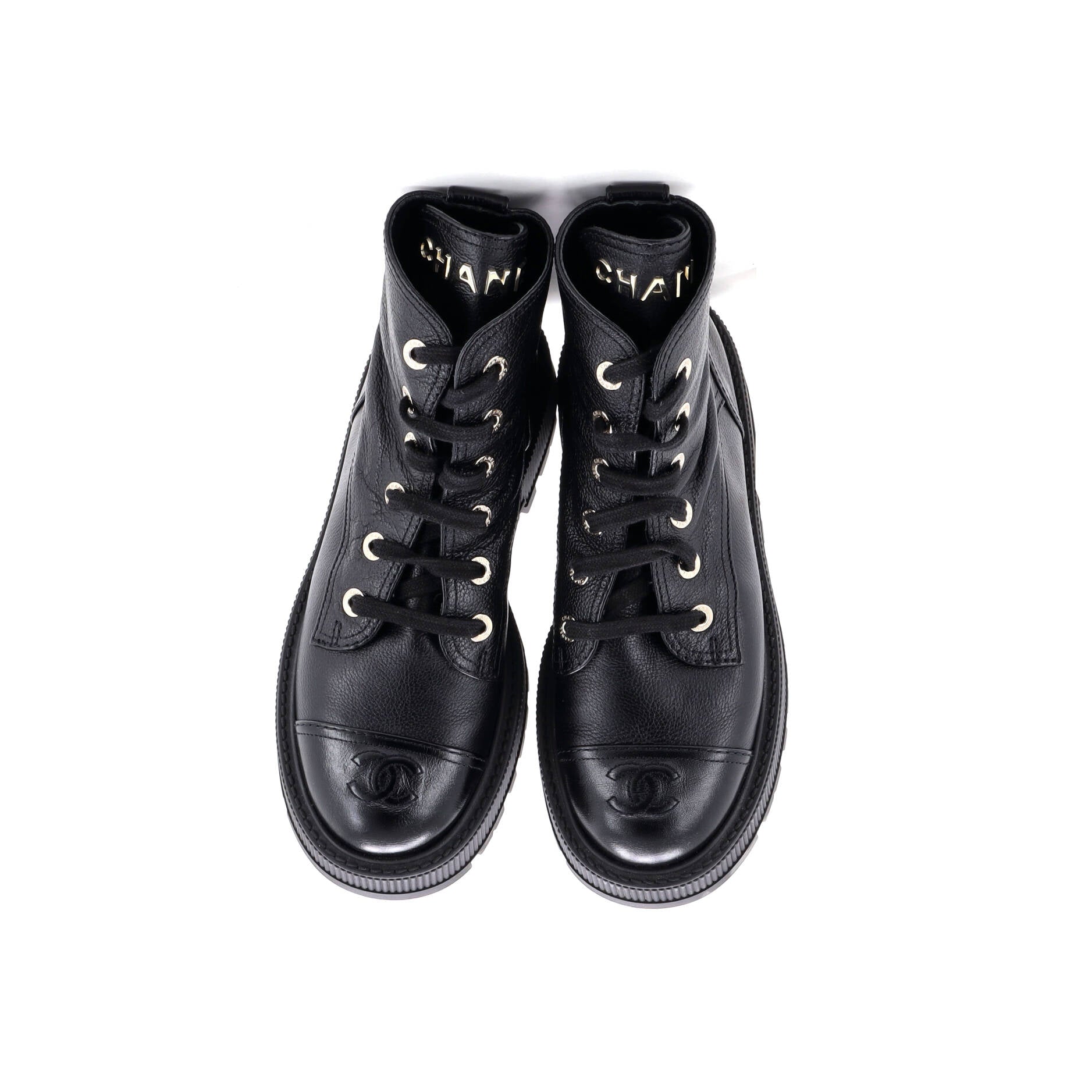 Women's CC Cap Toe Lace Up Combat Boots Leather