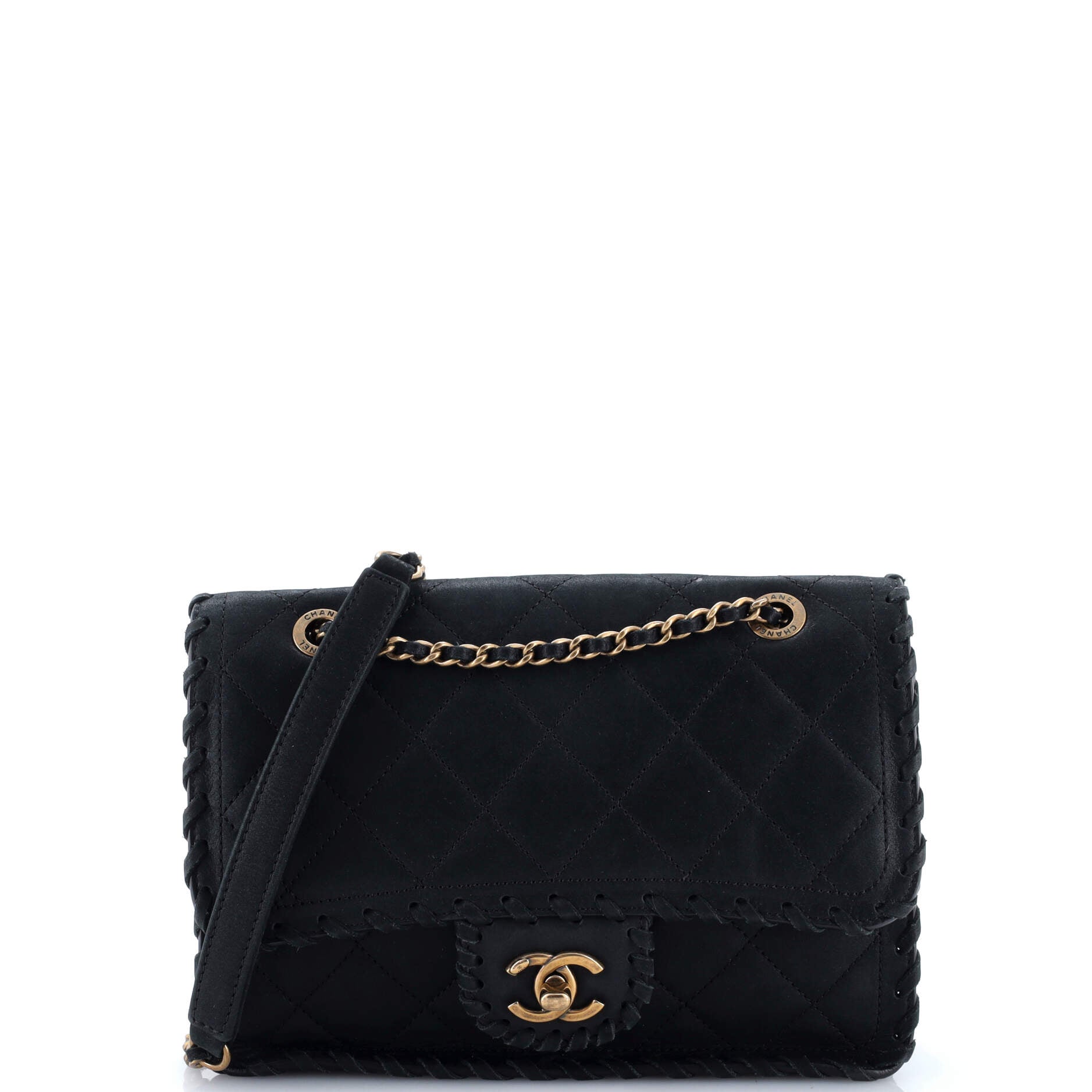 Happy Stitch Flap Bag Quilted Velvet Calfskin Small