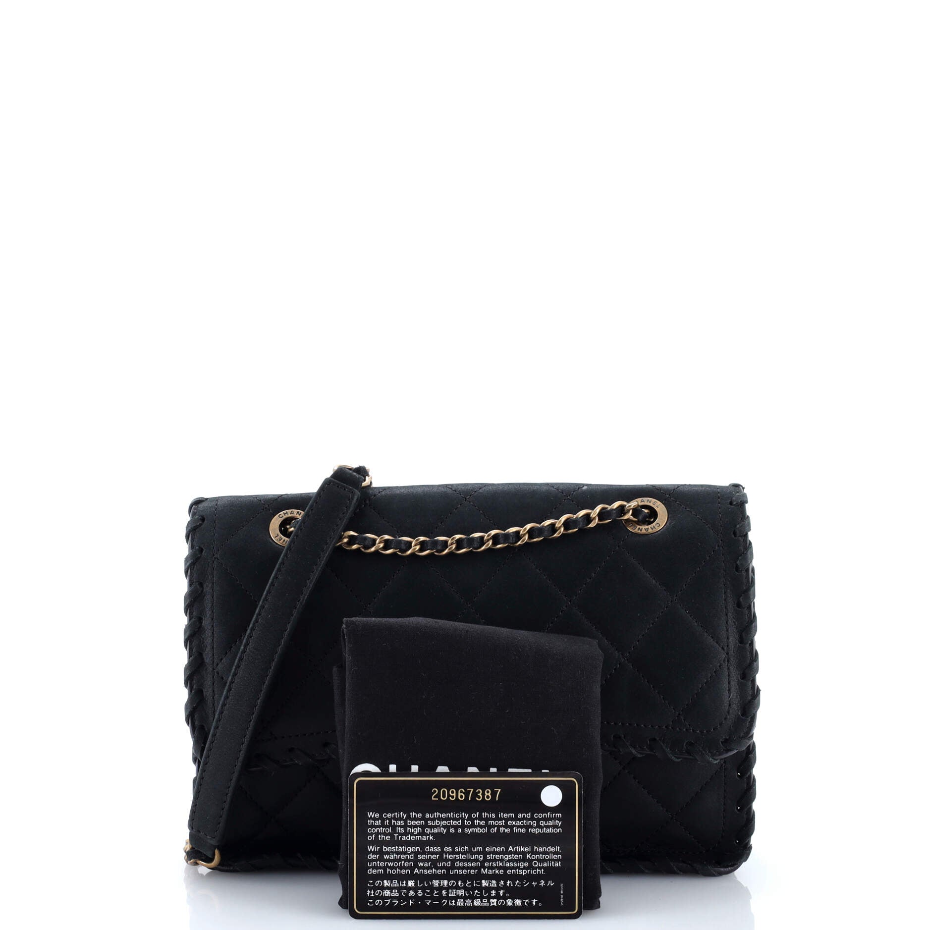Happy Stitch Flap Bag Quilted Velvet Calfskin Small