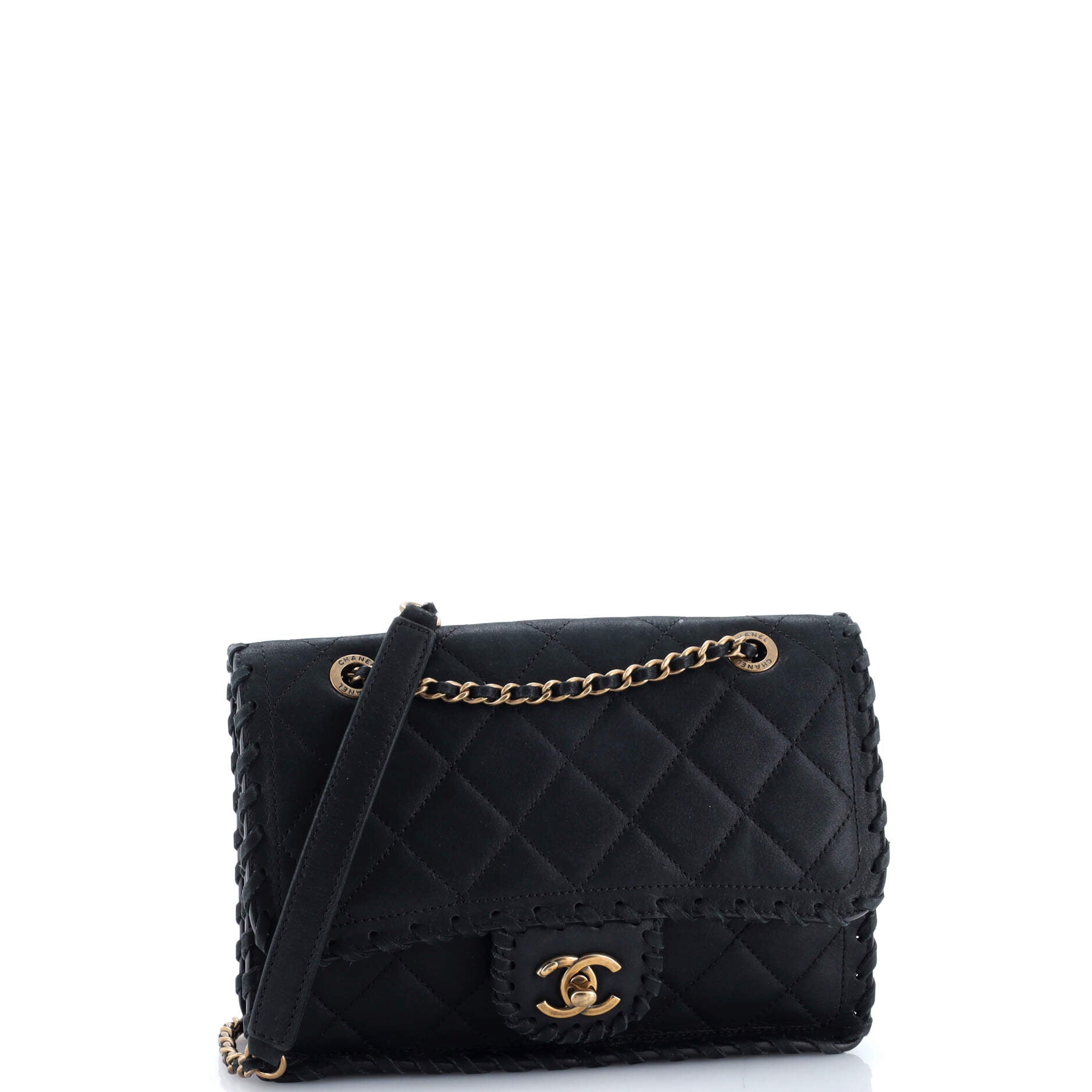 Happy Stitch Flap Bag Quilted Velvet Calfskin Small