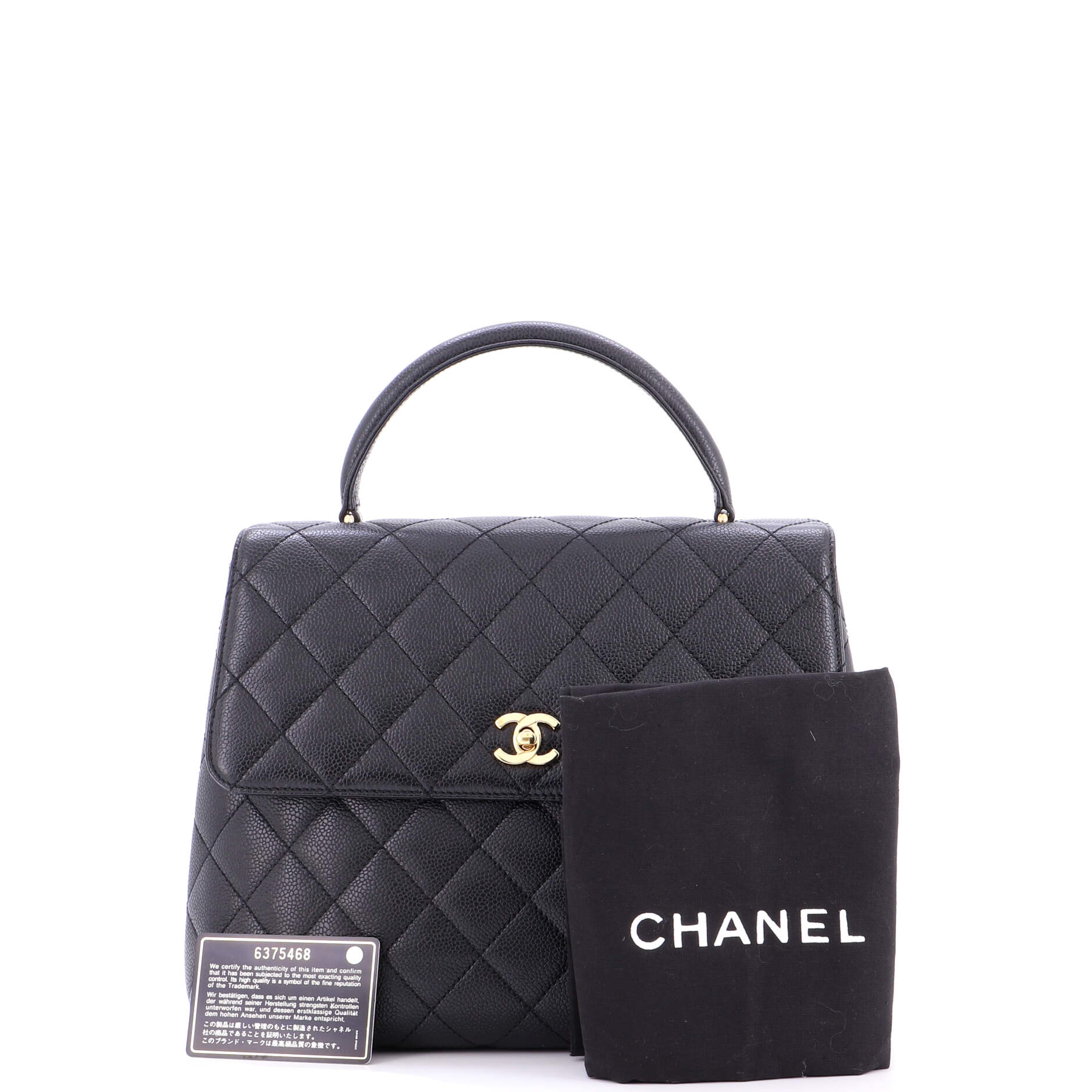 Vintage Classic Top Handle Flap Bag Quilted Caviar Jumbo