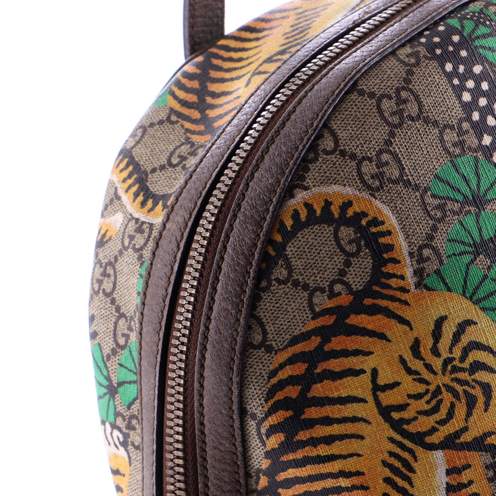 Zip Pocket Backpack Bengal Print GG Coated Canvas Medium