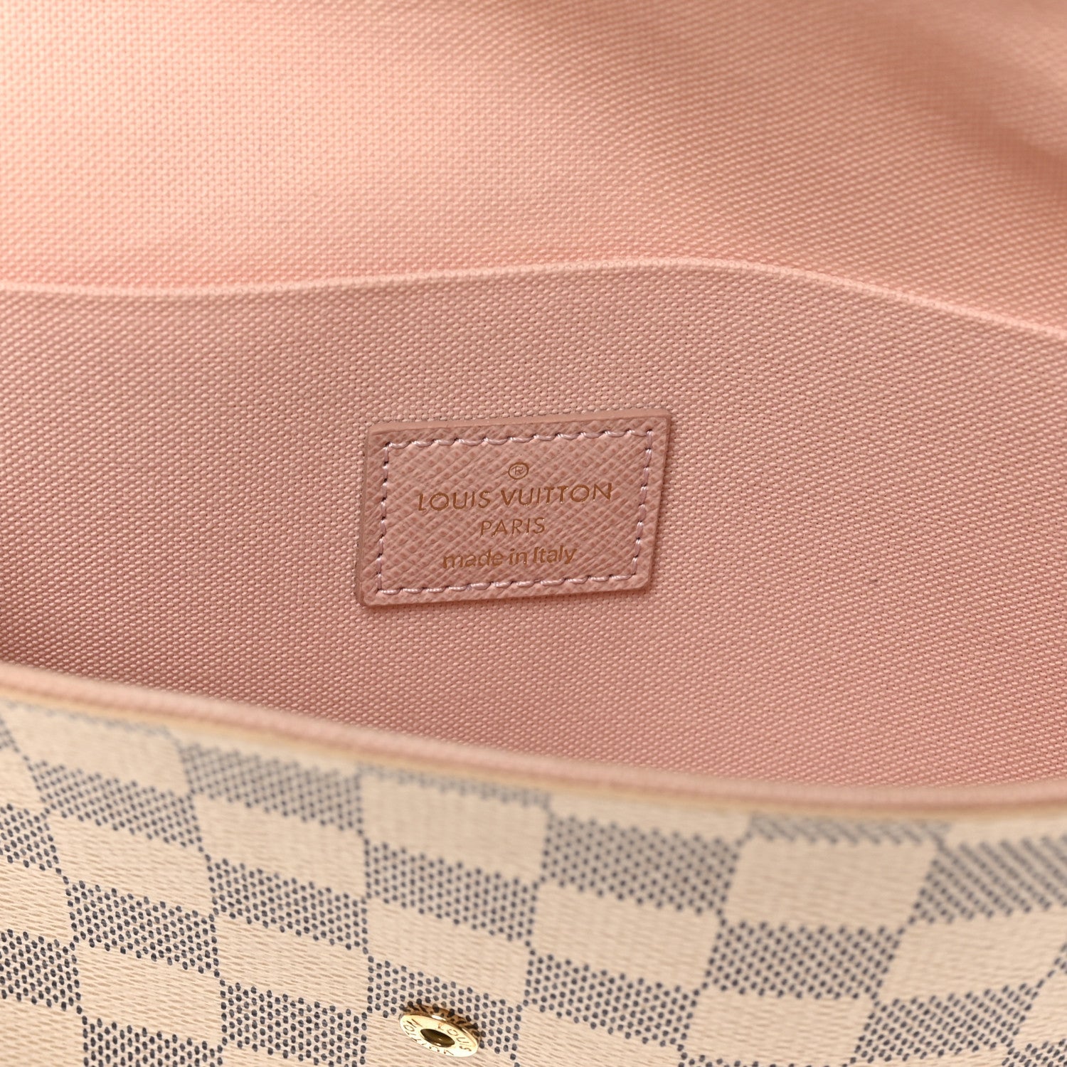 Damier Azur Pochette Felicie Chain Wallet Rose Ballerine