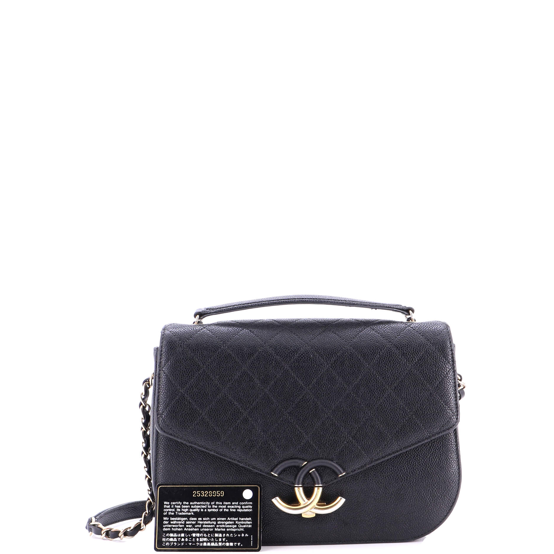 Thread Around Flap Bag Quilted Caviar Medium