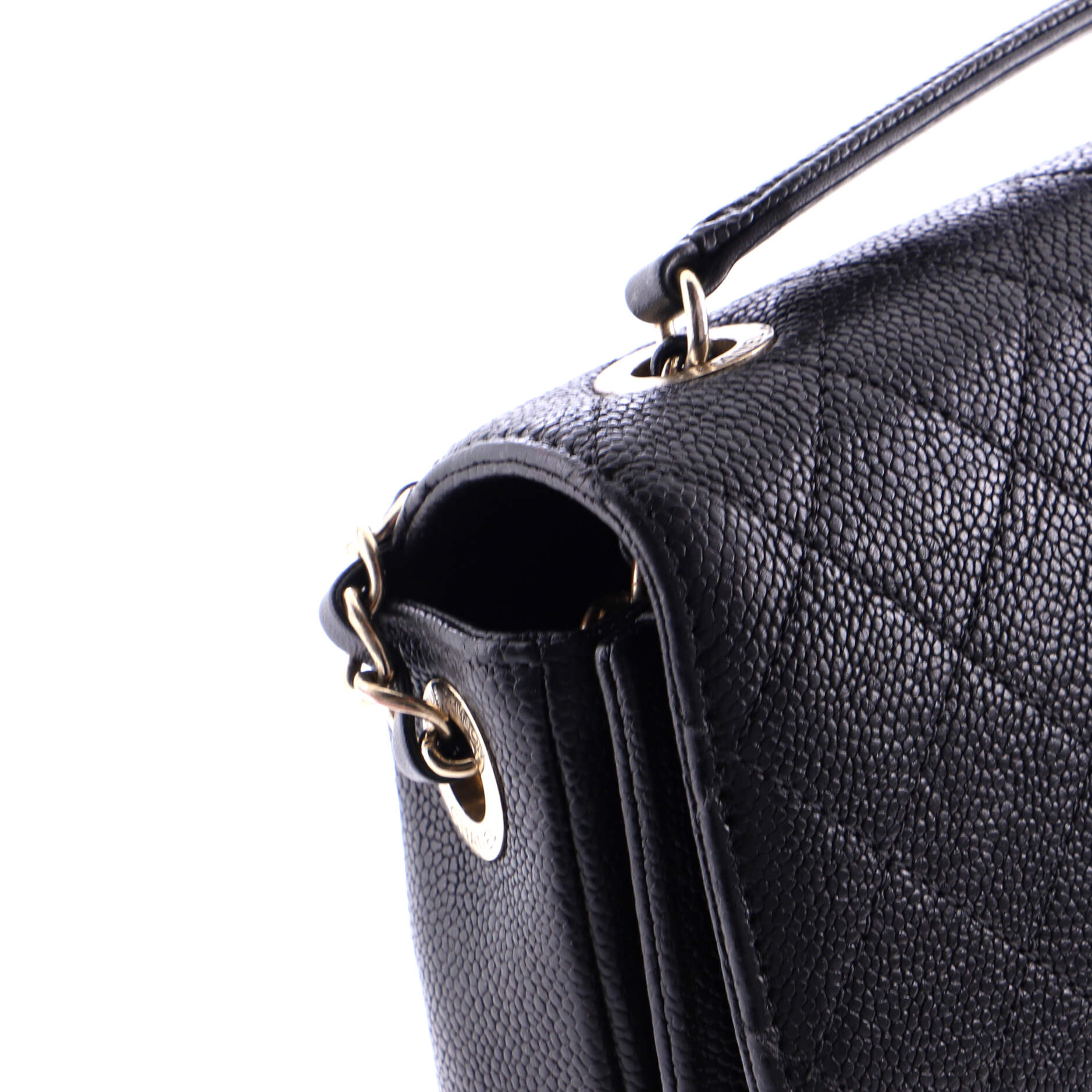 Thread Around Flap Bag Quilted Caviar Medium
