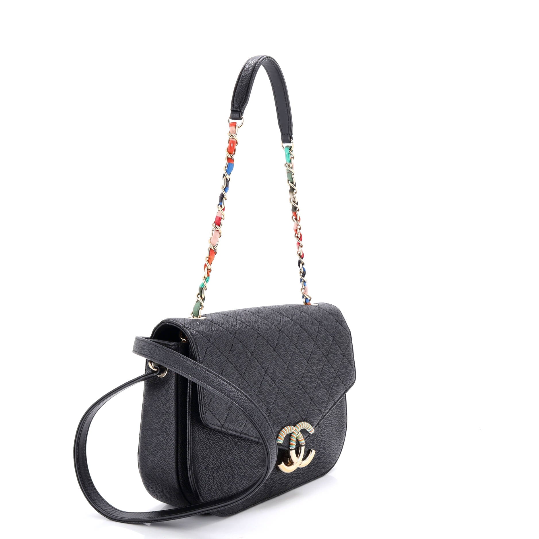 Thread Around Flap Bag Quilted Caviar Medium