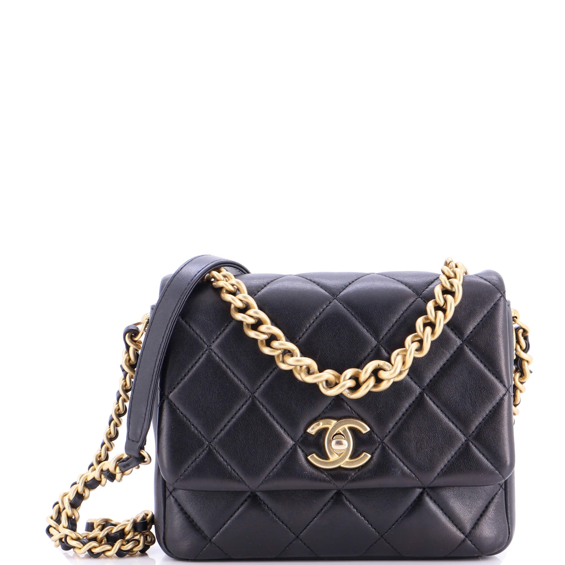 Side Note Flap Bag Quilted Lambskin Small