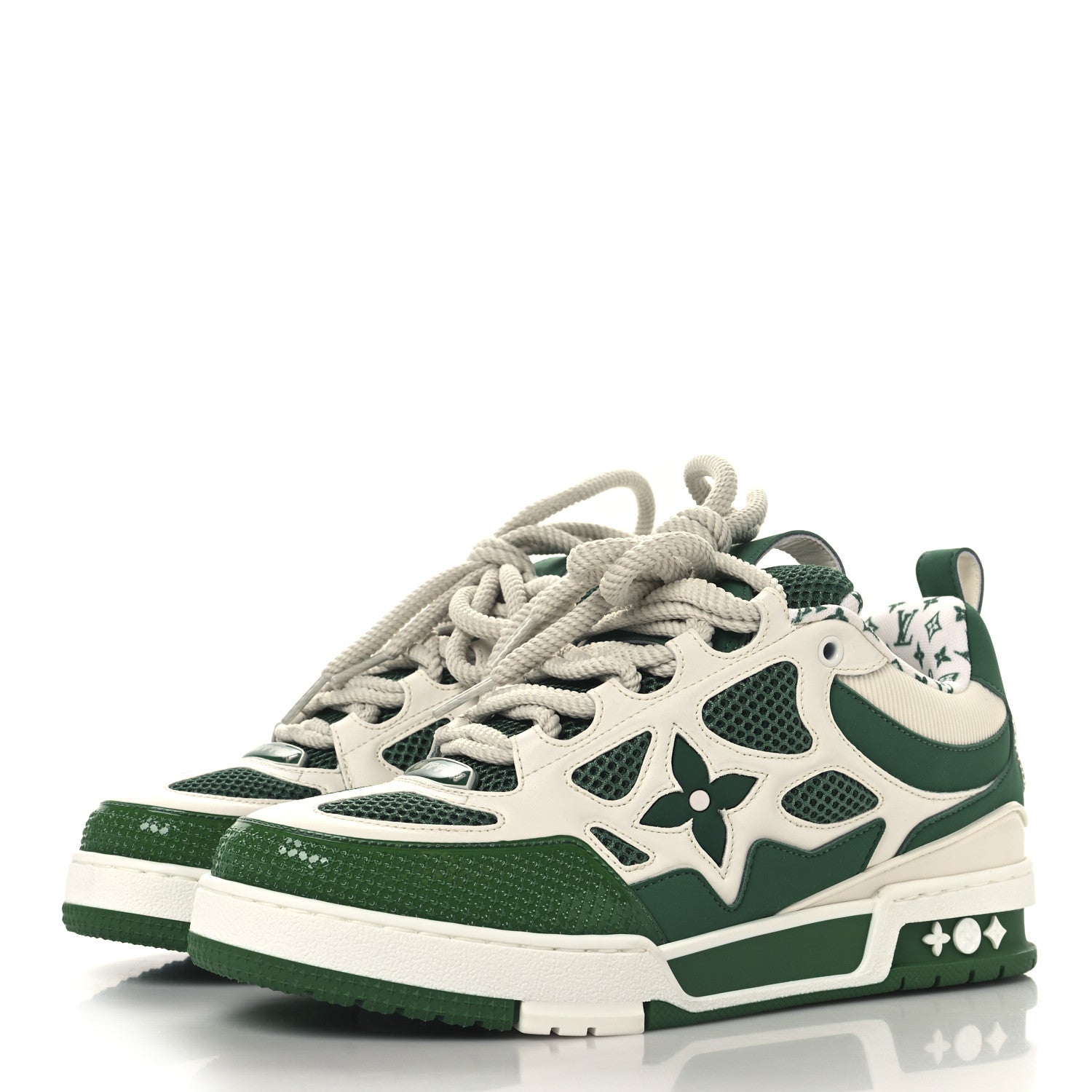 Calfskin Mesh Mens LV Skate Sneaker 7 Green