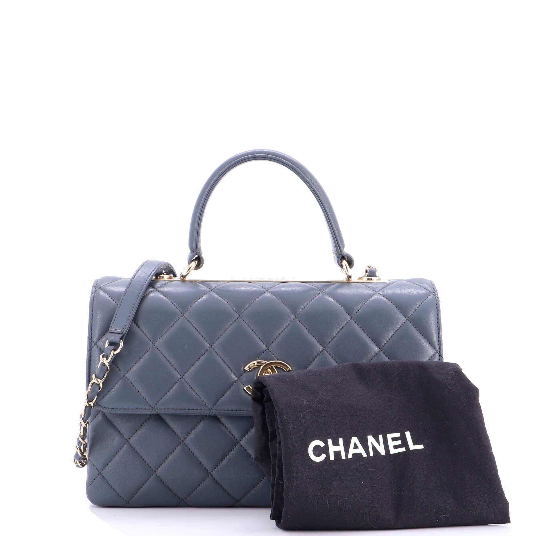 Trendy CC Top Handle Bag Quilted Lambskin Medium
