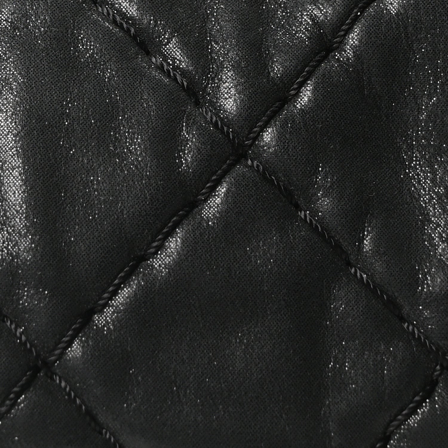 Iridescent Calfskin Quilted Relax CC Bowler Bag Black