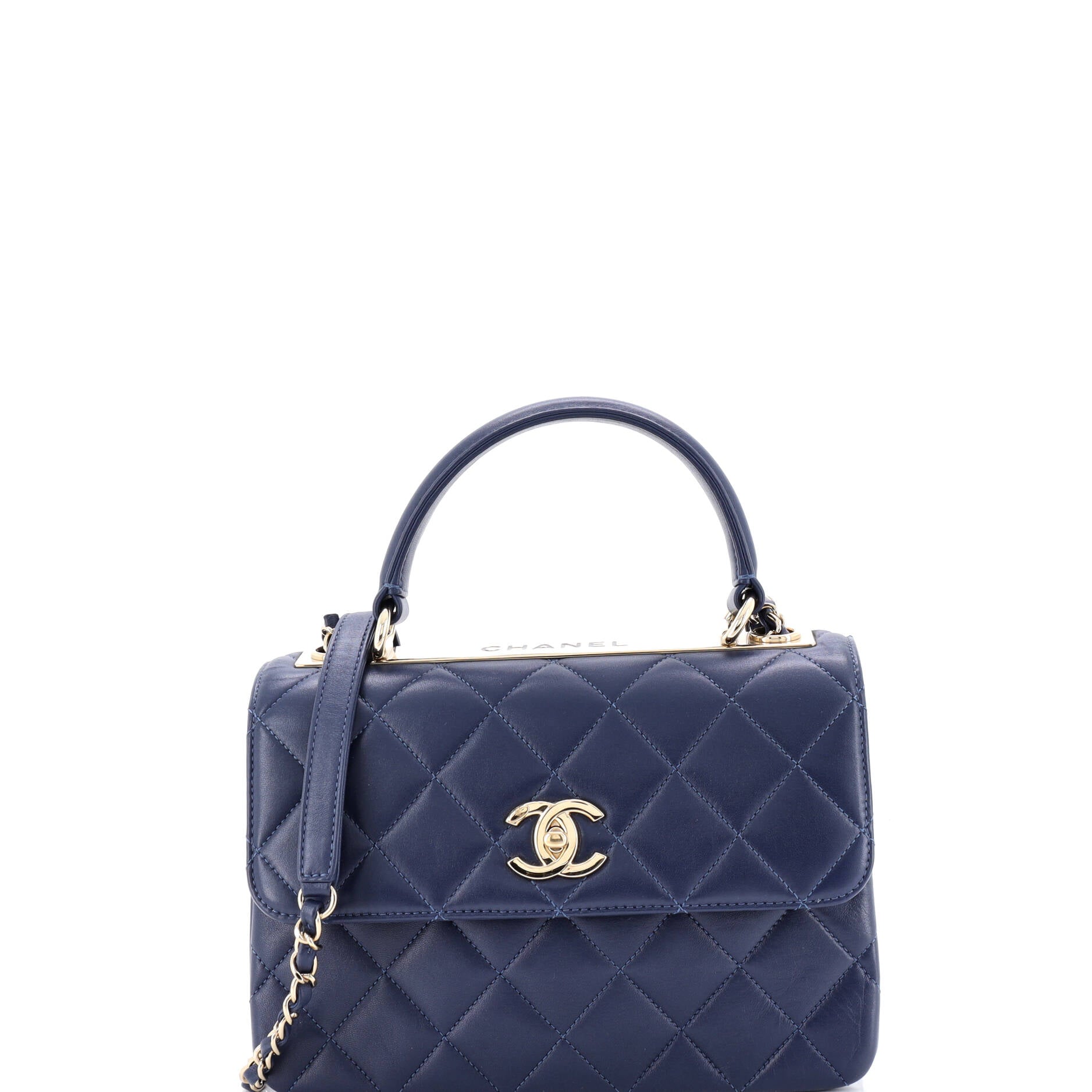 Trendy CC Top Handle Bag Quilted Lambskin Small